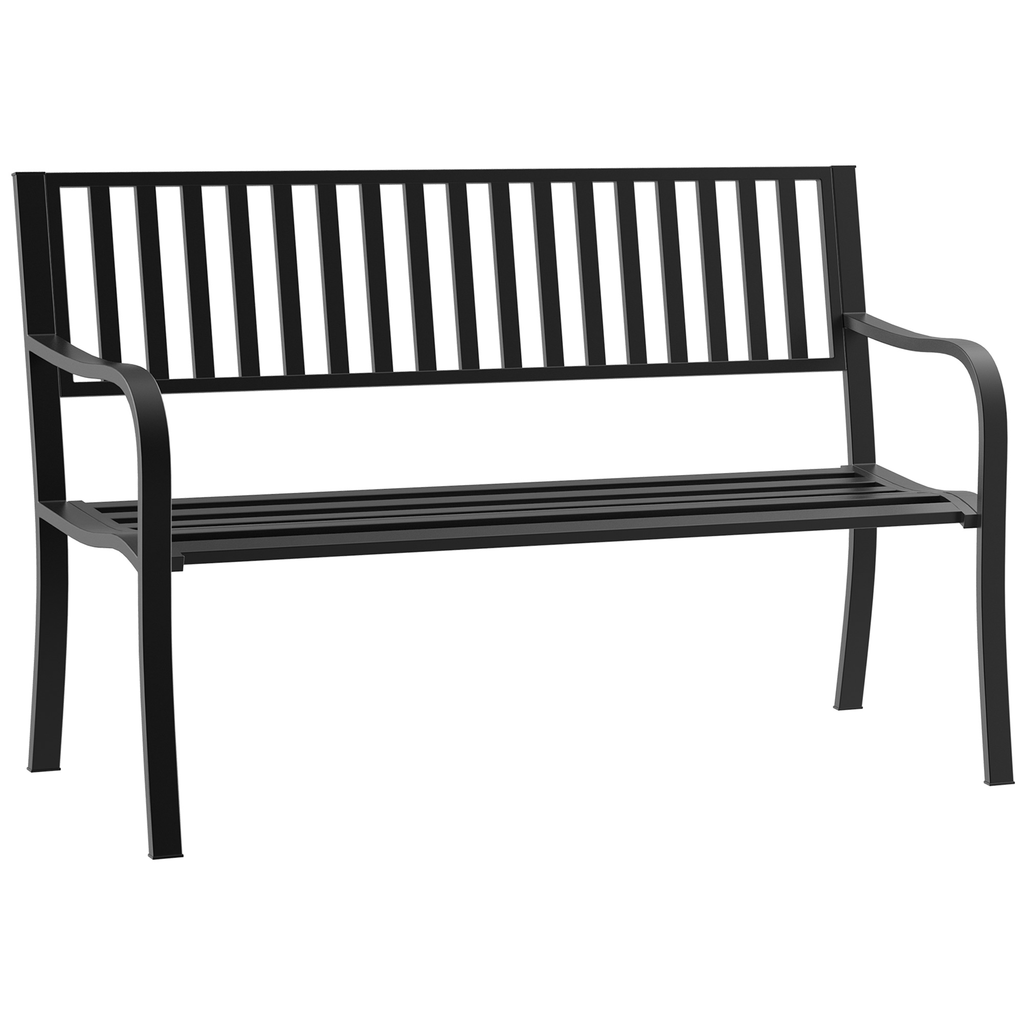 MONEOS Steel Metal Garden Bench - Black