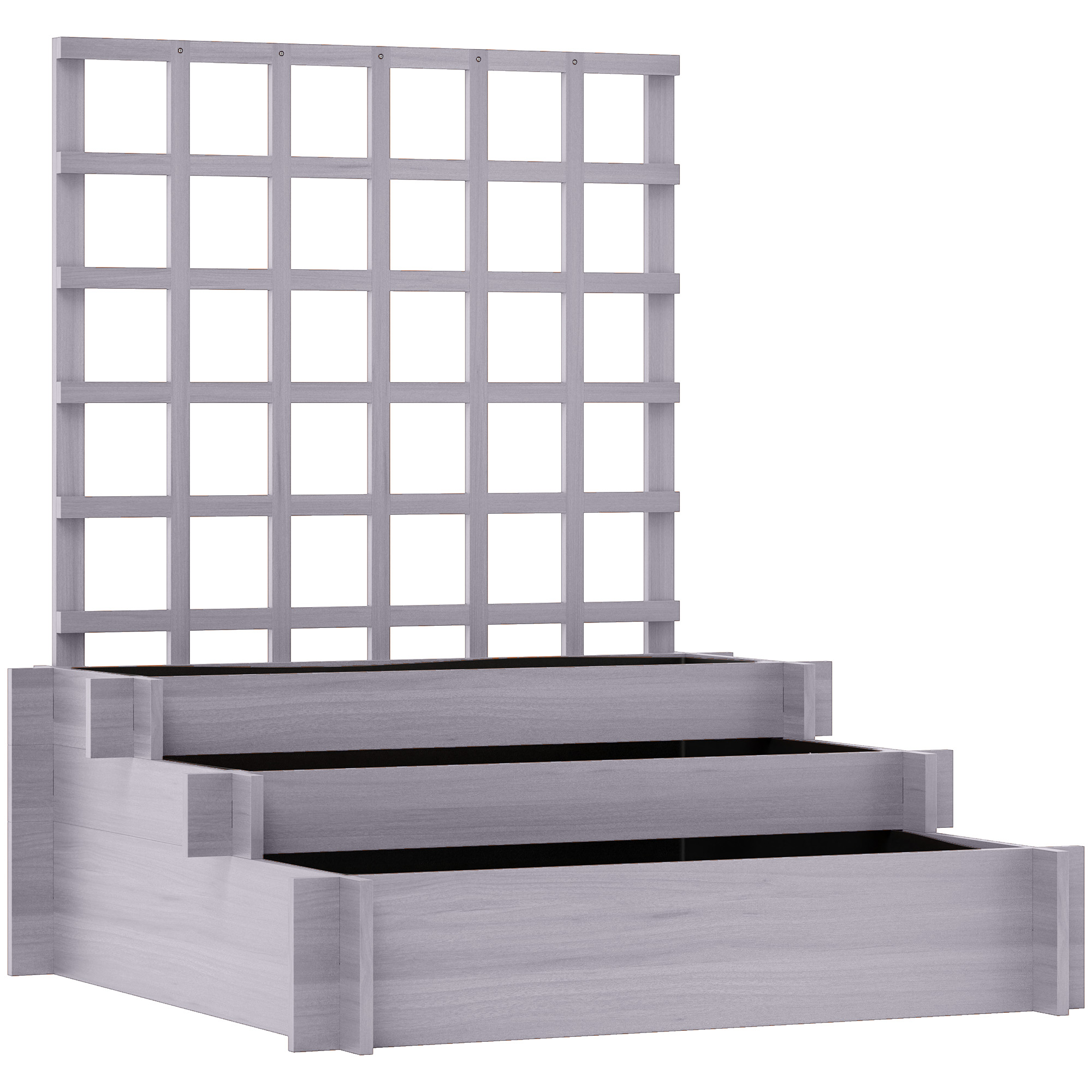 CARORE Wooden Tiered Planter with Trellis - Grey