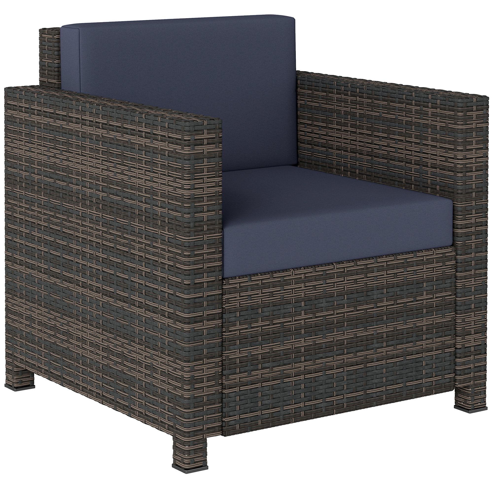 MONVIA Rattan Rattan Garden Armchair - Navy Blue