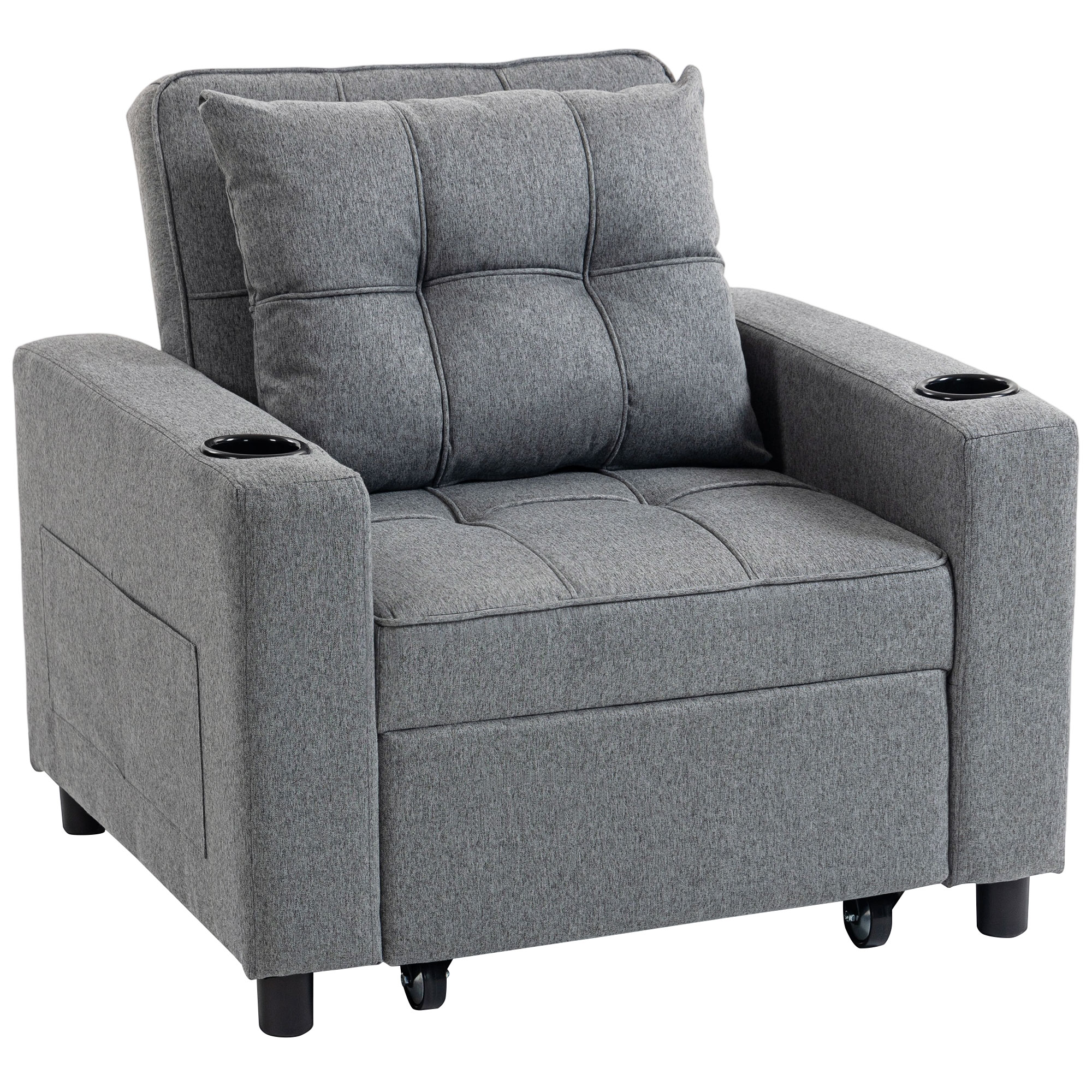 NOVORE Wooden Single Sofa Bed - Dark Grey