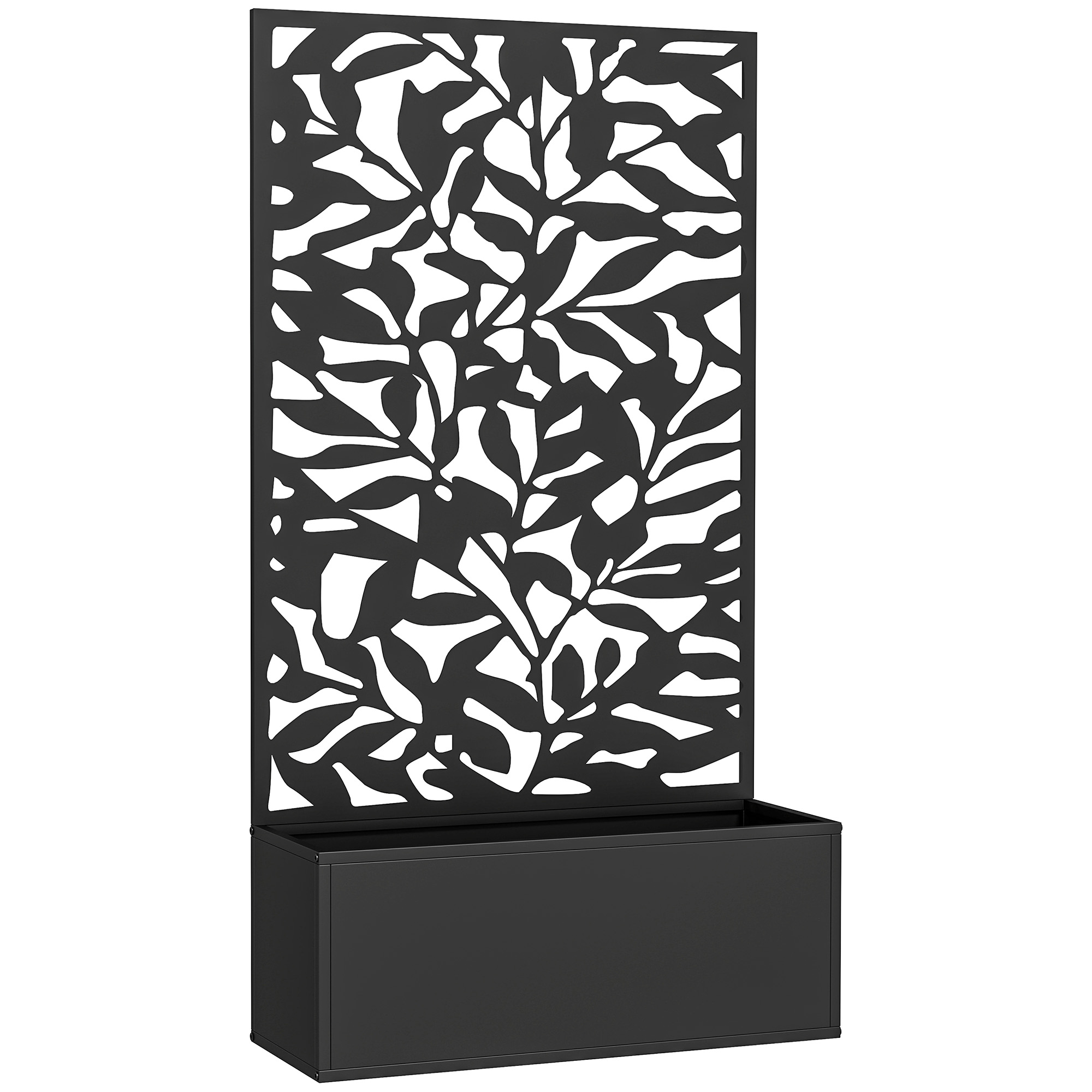RIVIA Metal Metal Raised Planter with Trellis - Black