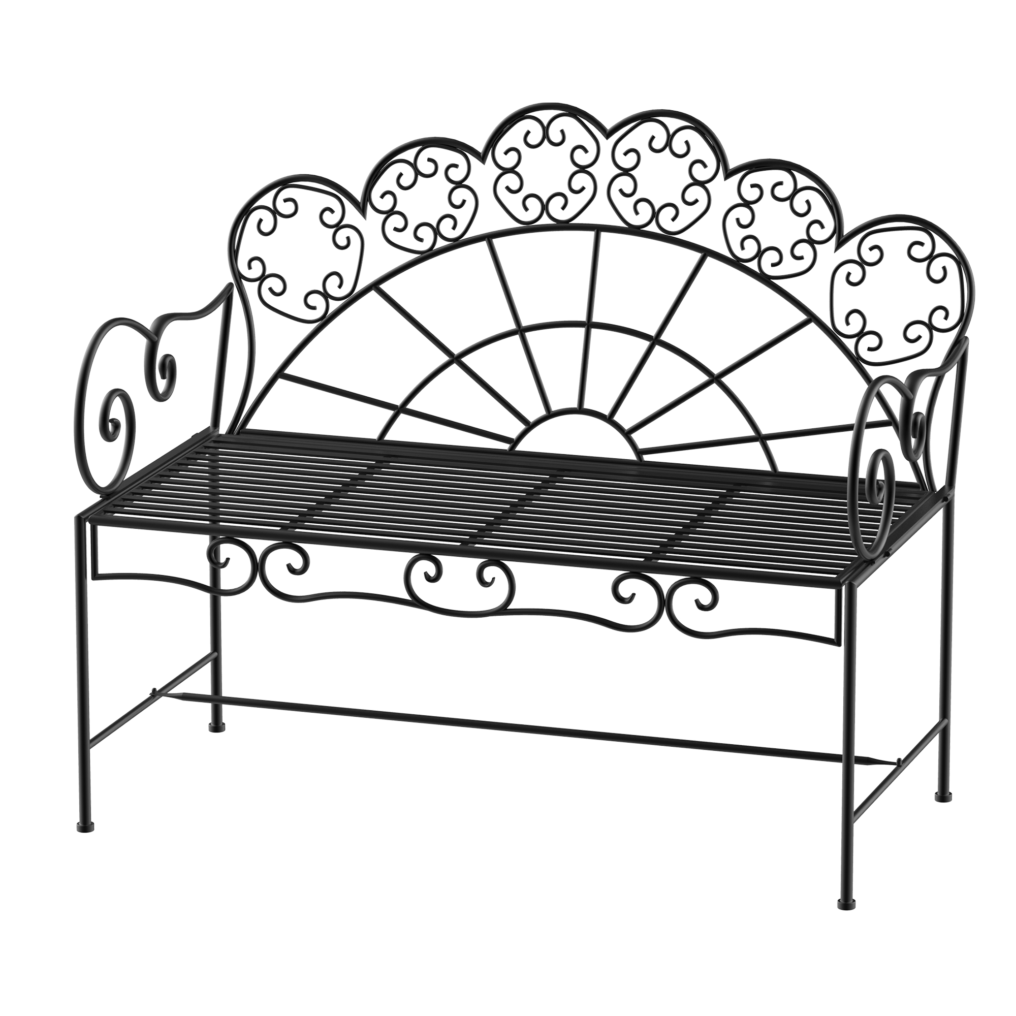 VALIX Metal Metal Garden Bench - Black