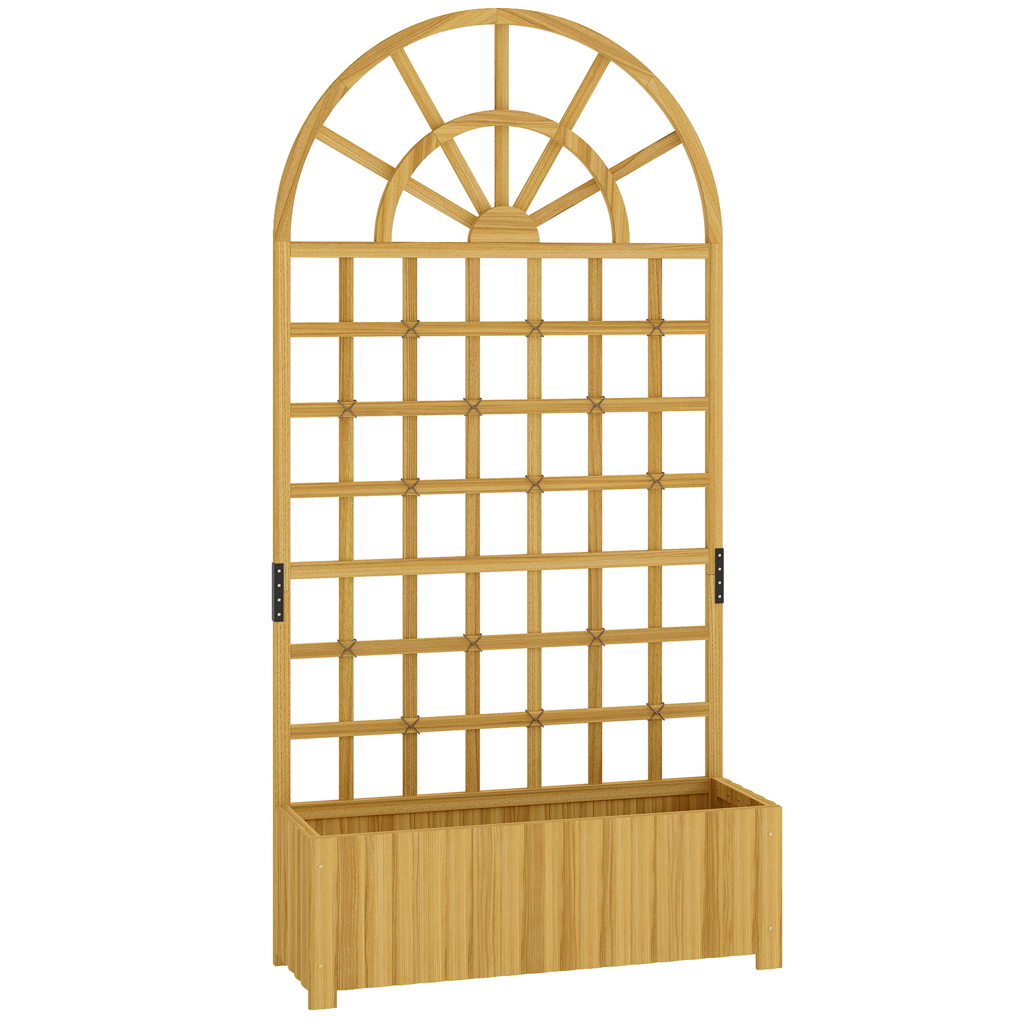 ORAELI Wooden Raised Planter with Trellis - Light Wood
