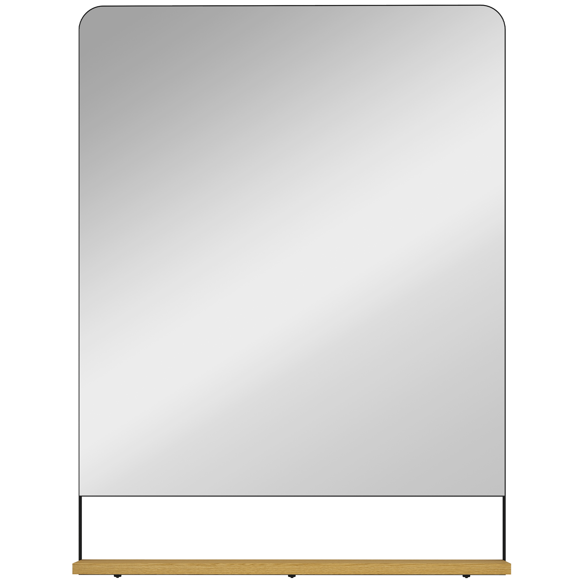 ALDCREST Wooden Wall Mirror with Shelf - Black 60cm