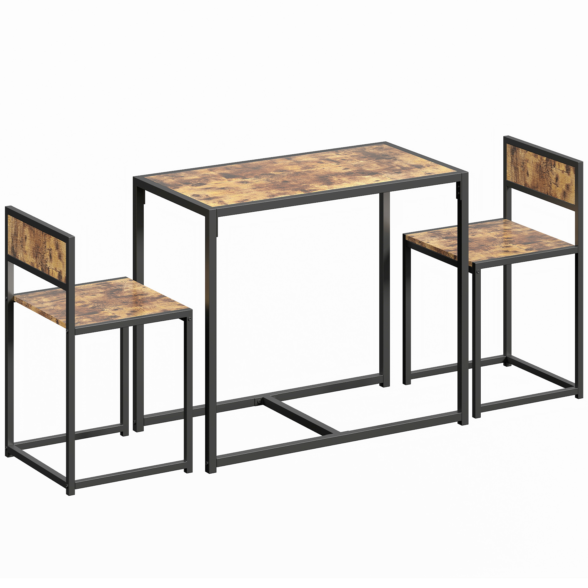 ORIIGN Wooden Table and Stool Set - Brown