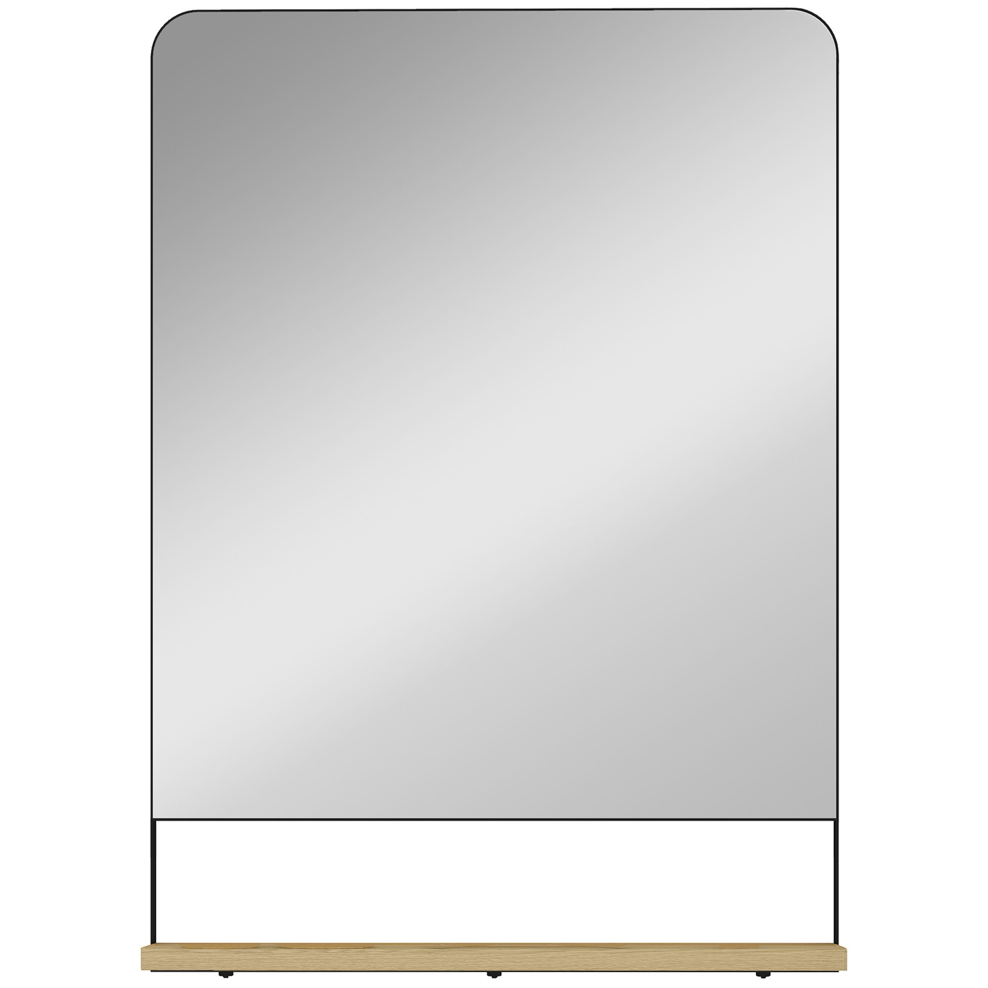 ALDCREST Wooden Wall Mirror with Shelf - Black 50cm