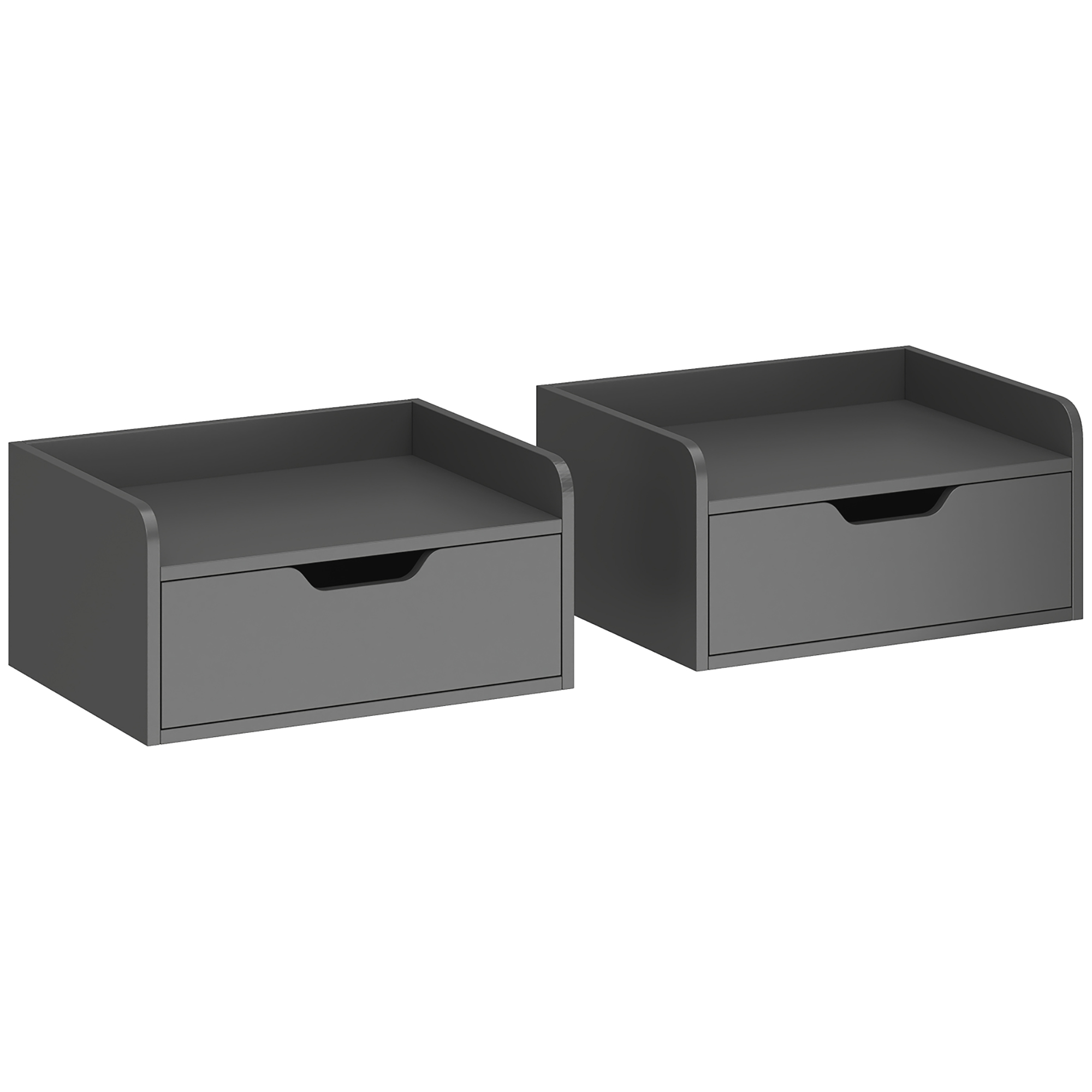 VELIVO Wooden Wall Mounted Nightstand Set - Black