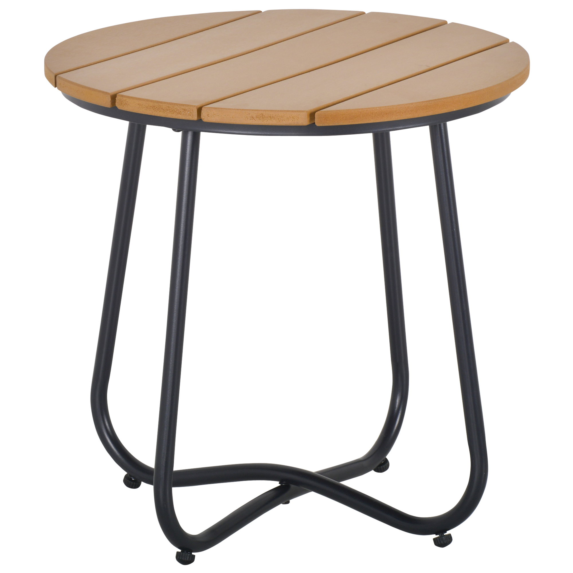 ELVIA Metal Outdoor Side Table - Light Wood