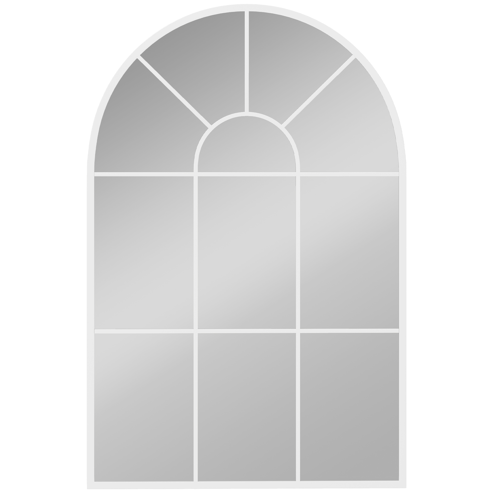 Metal Arched Wall Mirror - White