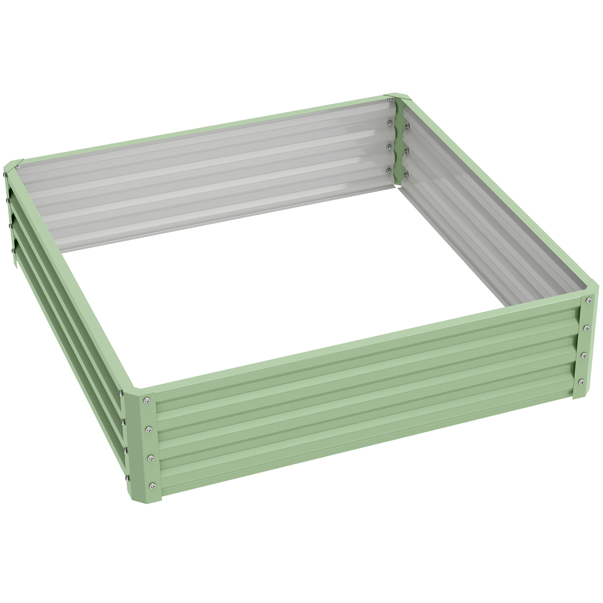 PRESTHOR 120 x 120 x 30 cm Weather Resistant Steel Raised Garden Bed for Plants - Light Green