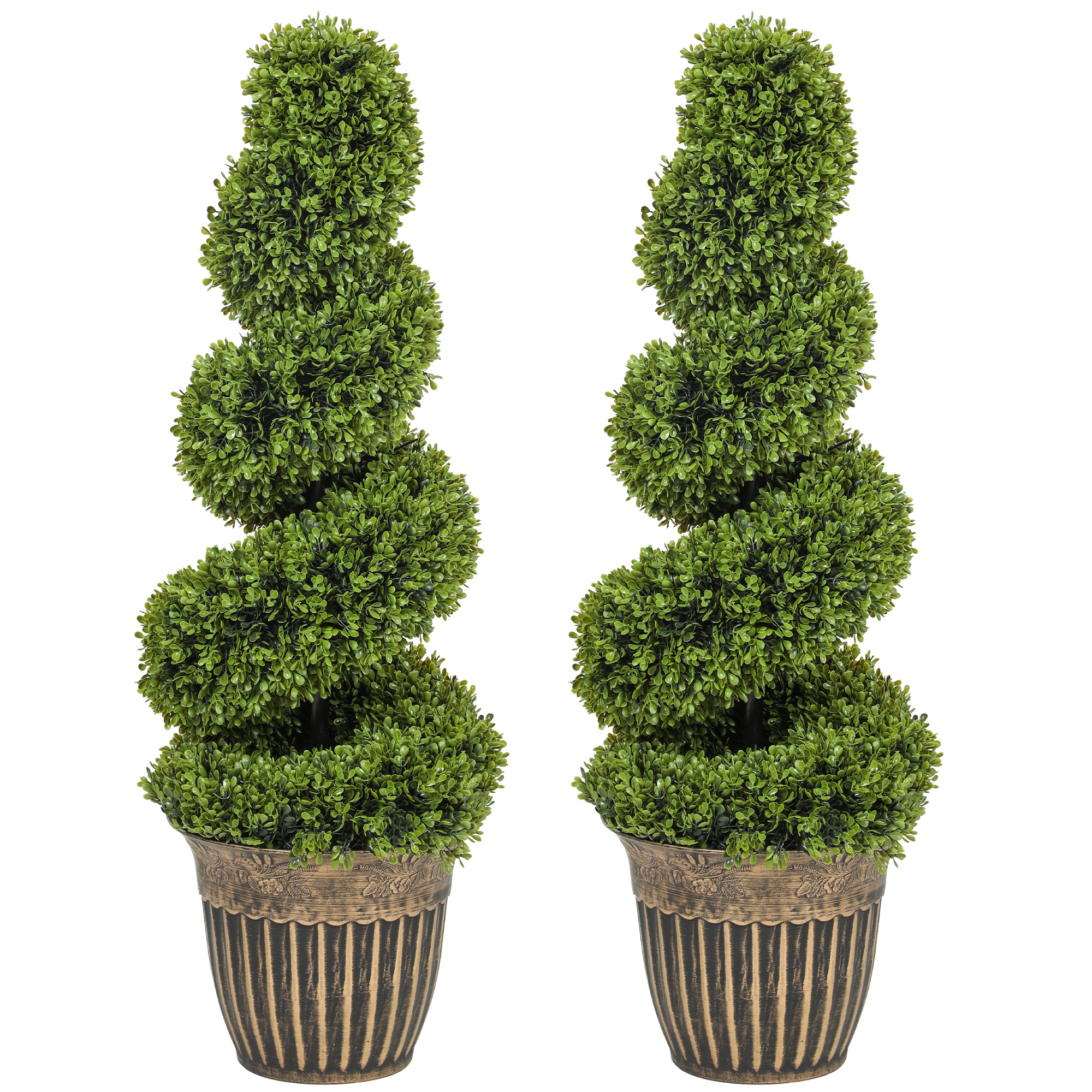 AURHEL PE Artificial Topiary Tree Set - Light Green