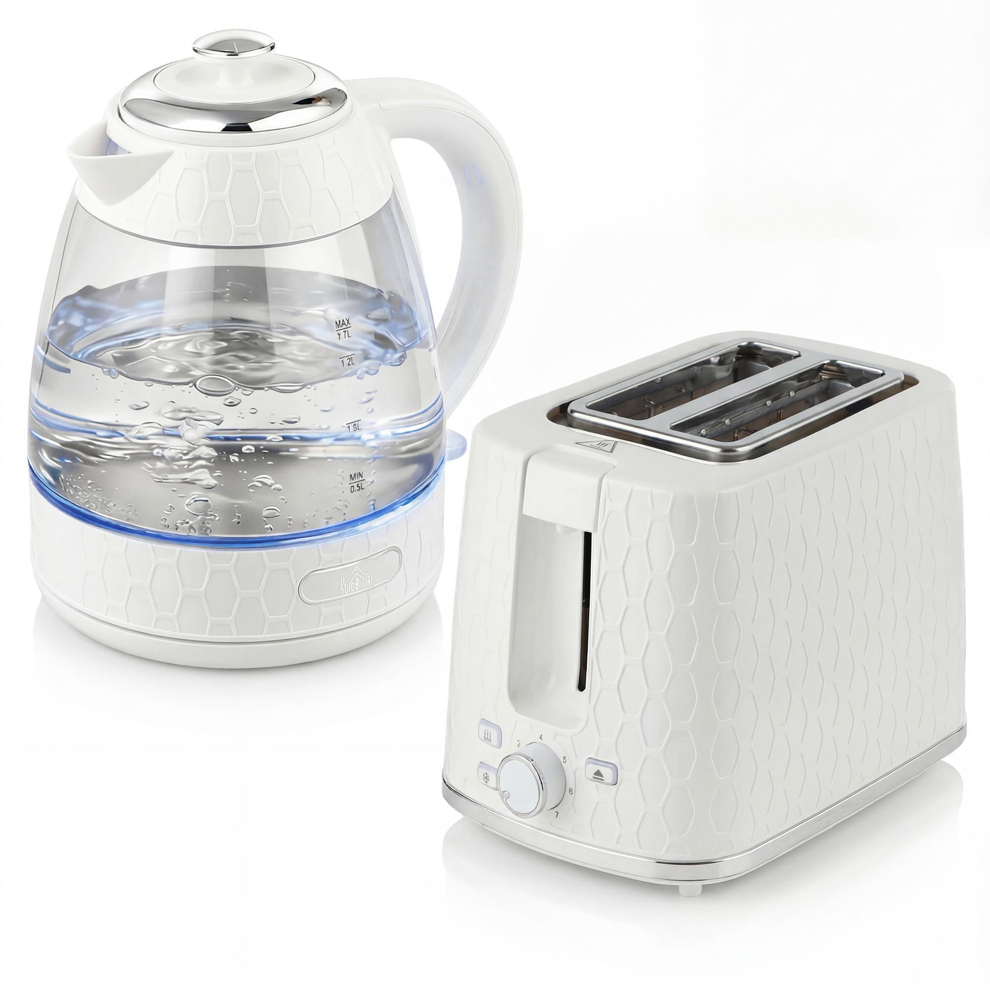 AURAUX Steel Kettle and Toaster Set - Cream