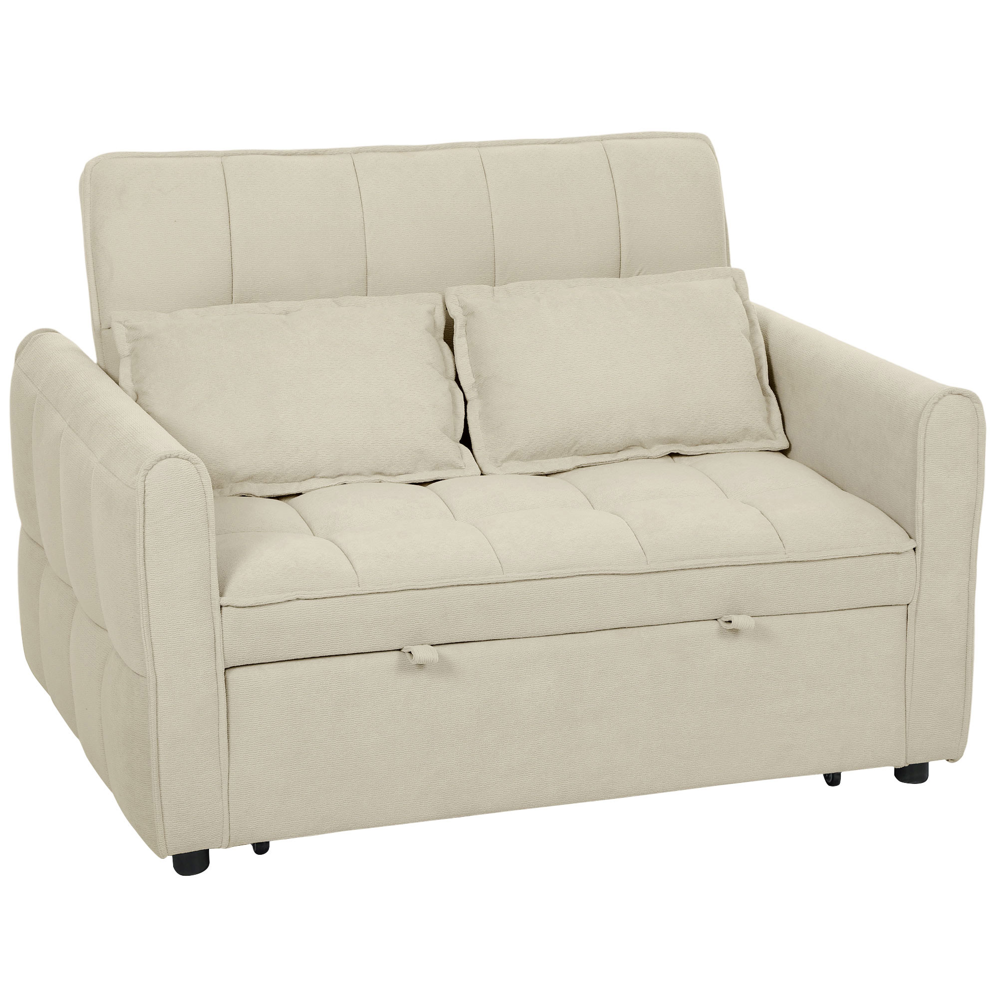 NOVURE Wooden 3 Seater Sofa Bed - Tan