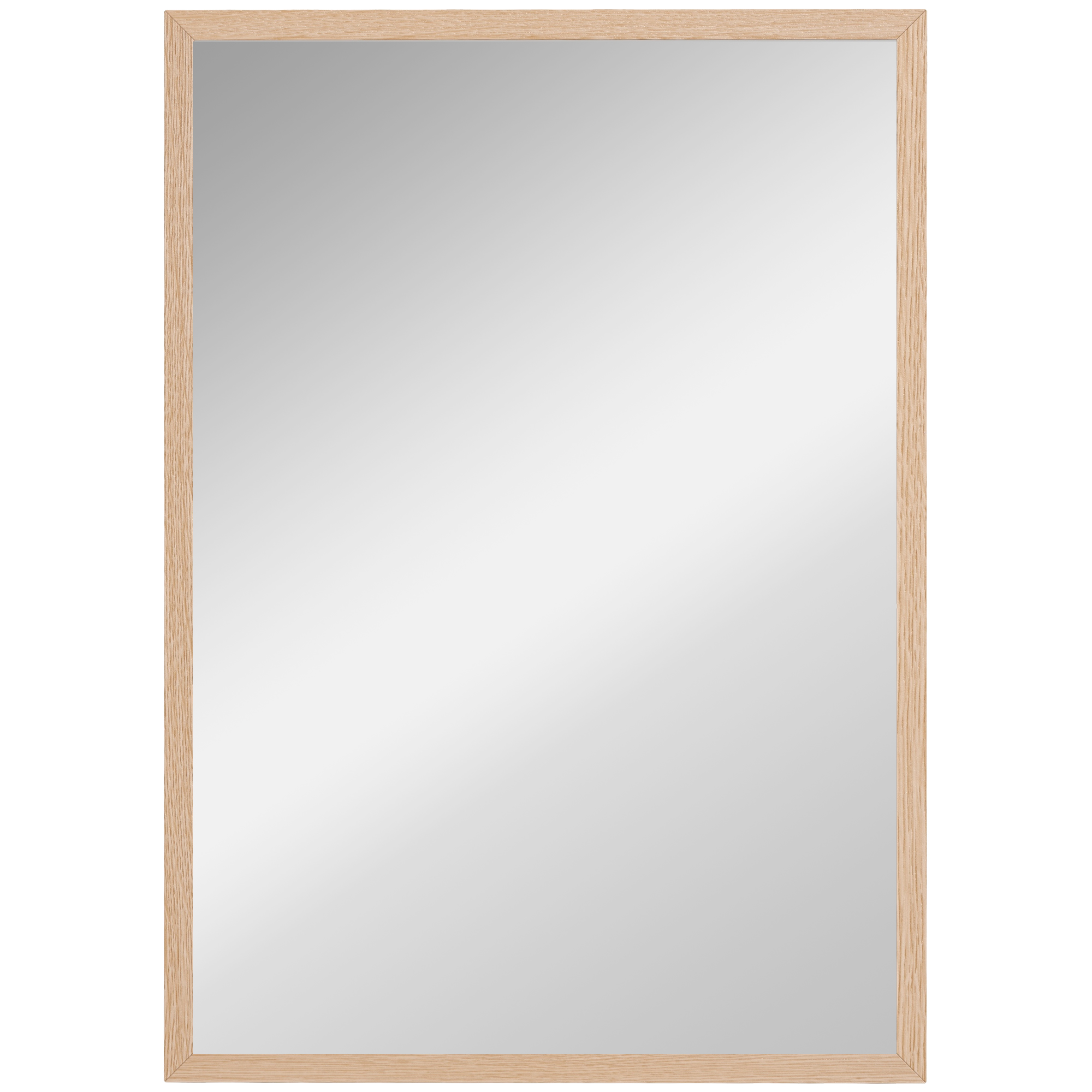 Glass Bathroom Wall Mirror - Light Wood