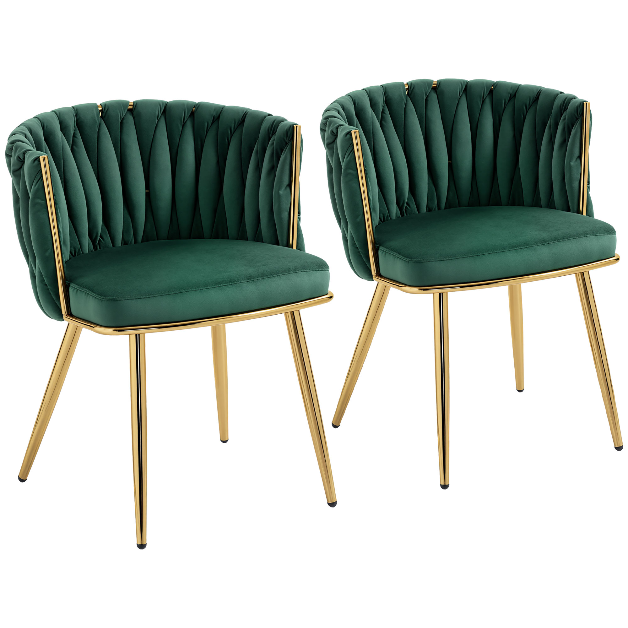ALDFORD Velvet Dining Chair Set - Dark Green