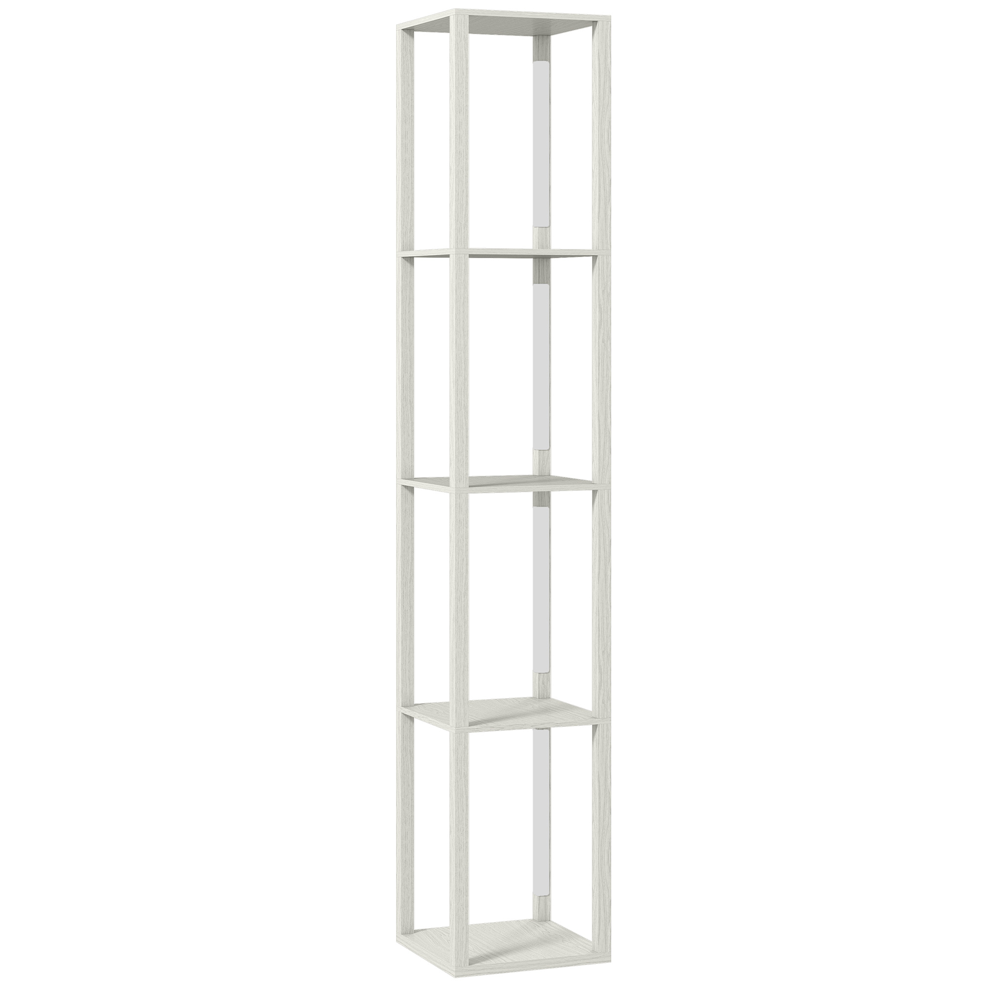 SOLVIA Wooden Floor Lamp with Shelves - Oak