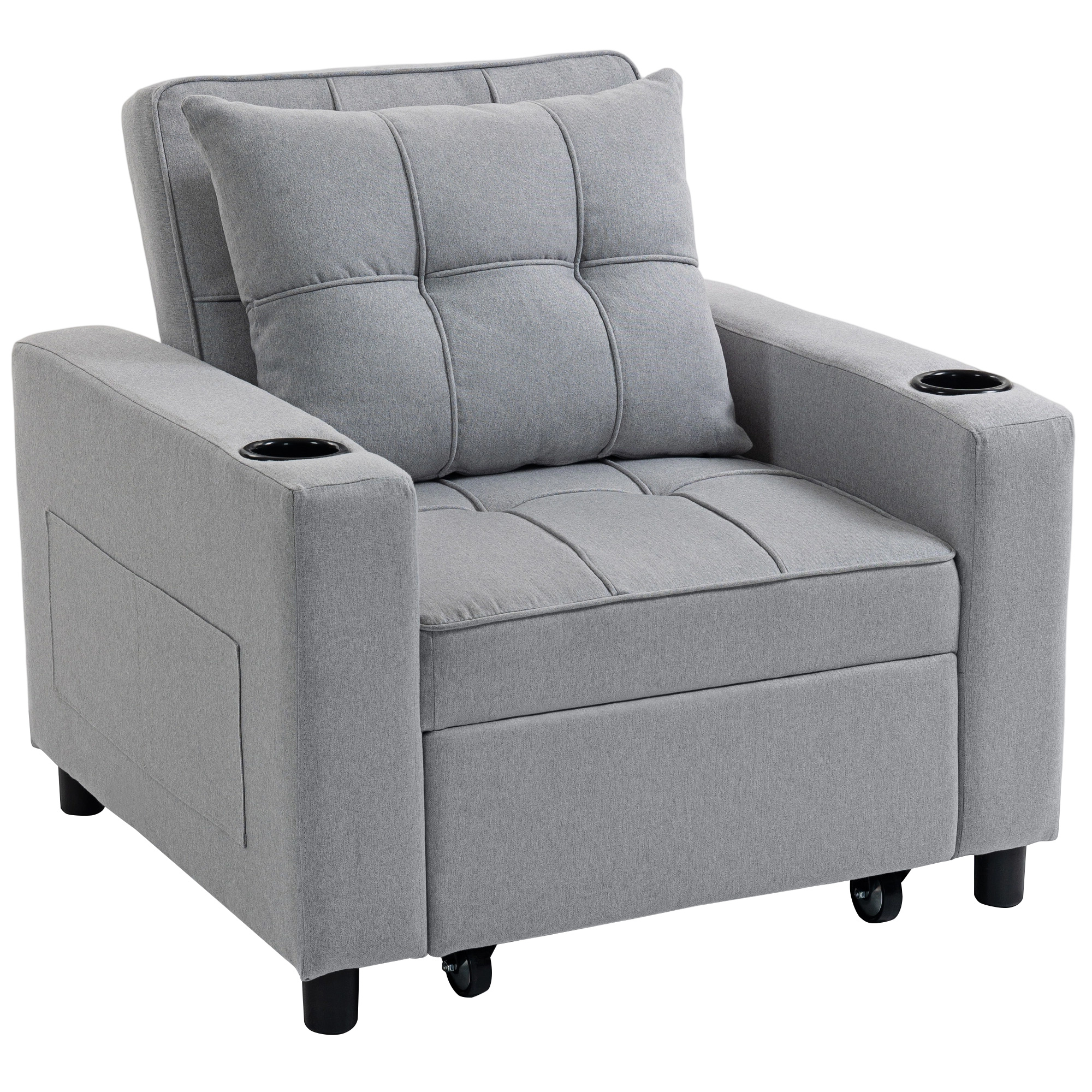 NOVORE Wooden Single Sofa Bed - Light Grey