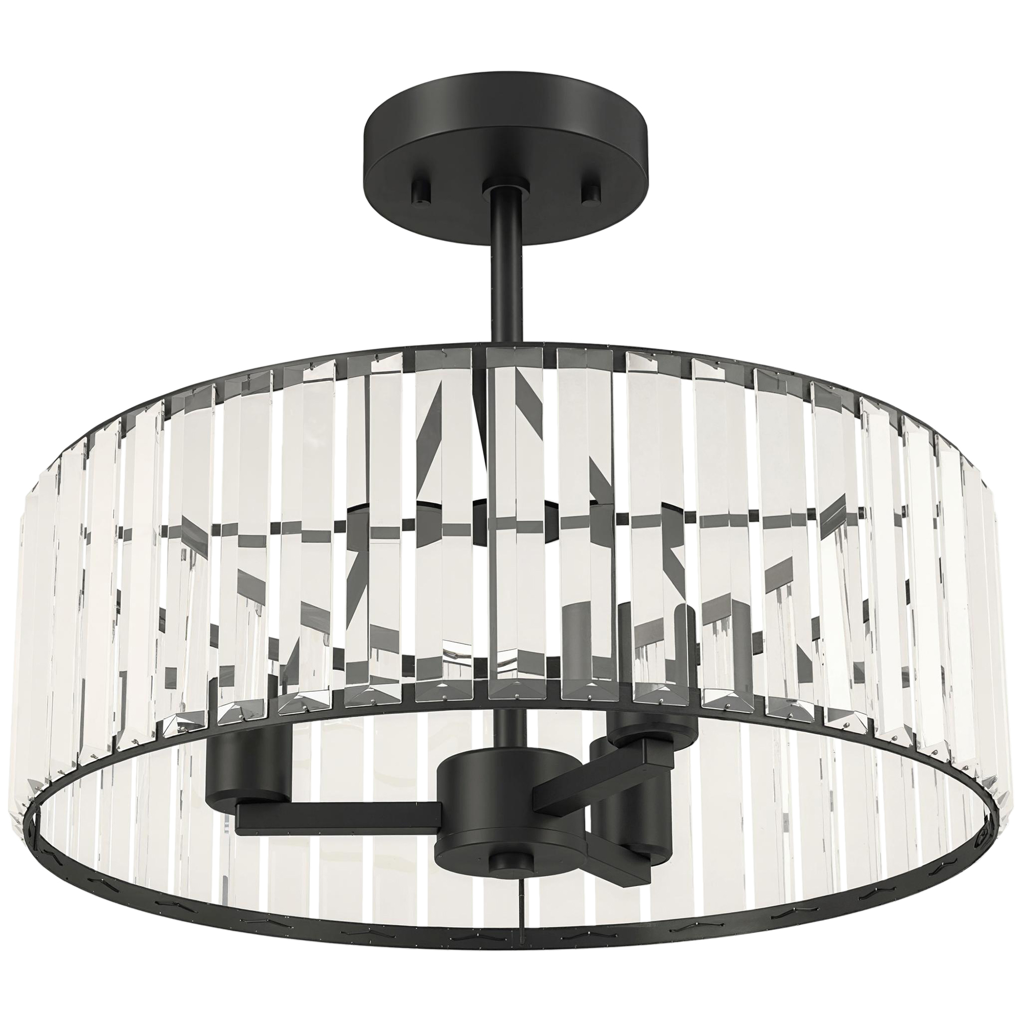 Stacote Black Metal Crystal Ceiling Light - 39cm