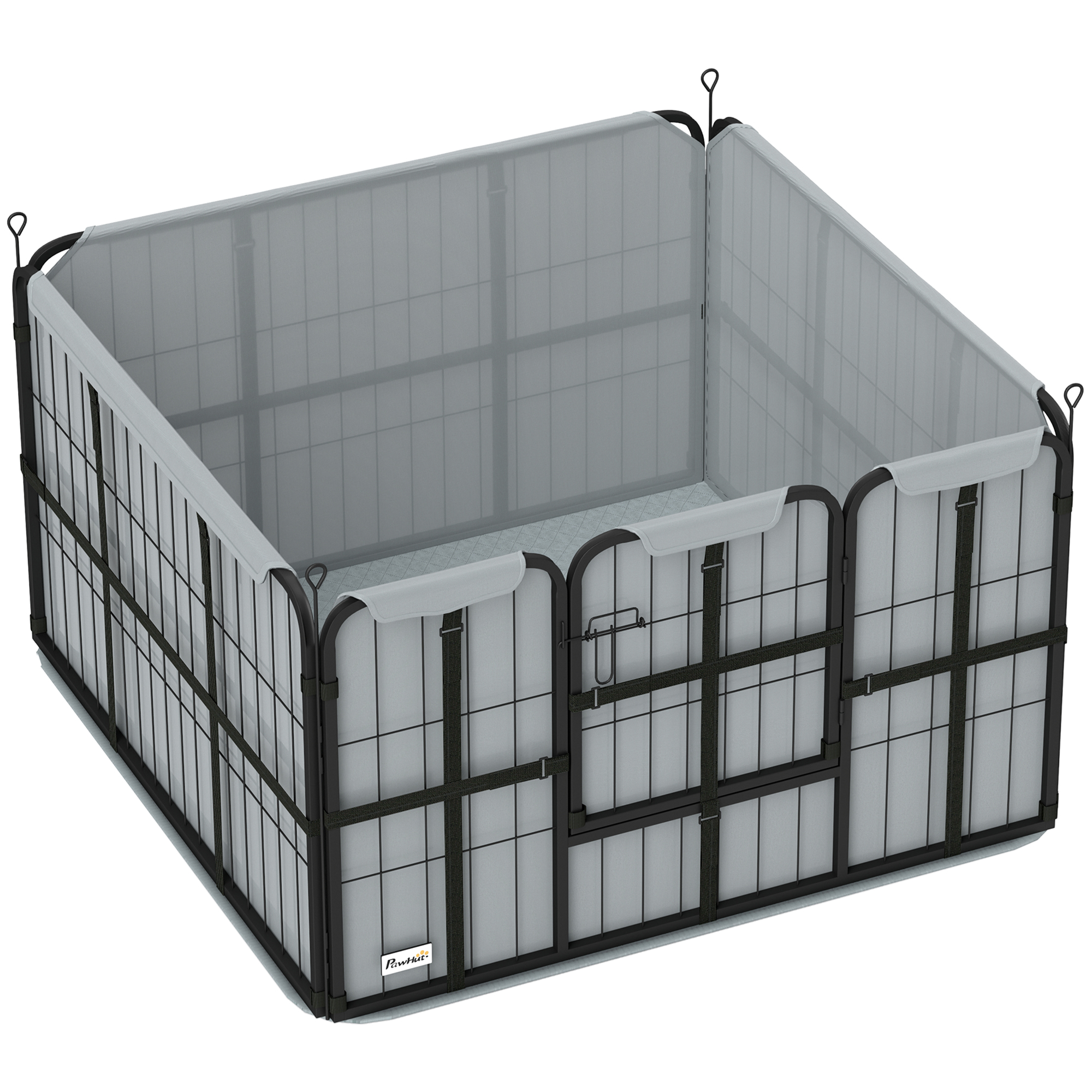 VELQORA 102 x 102 x 60 cm Steel Dog Whelping Box with Washable Pad and Wind Resistant Cover - Black