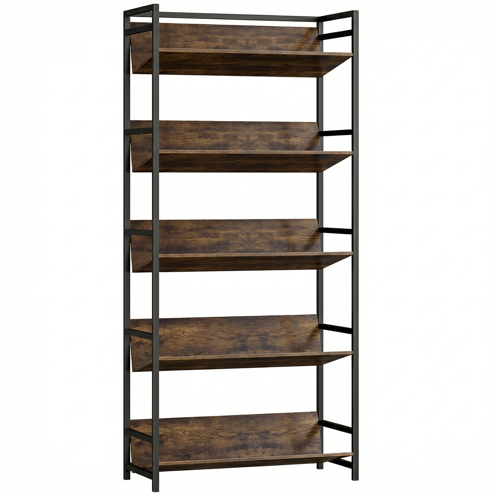 Dormont Rustic Brown Steel 5 Tier Bookcase - 80cm