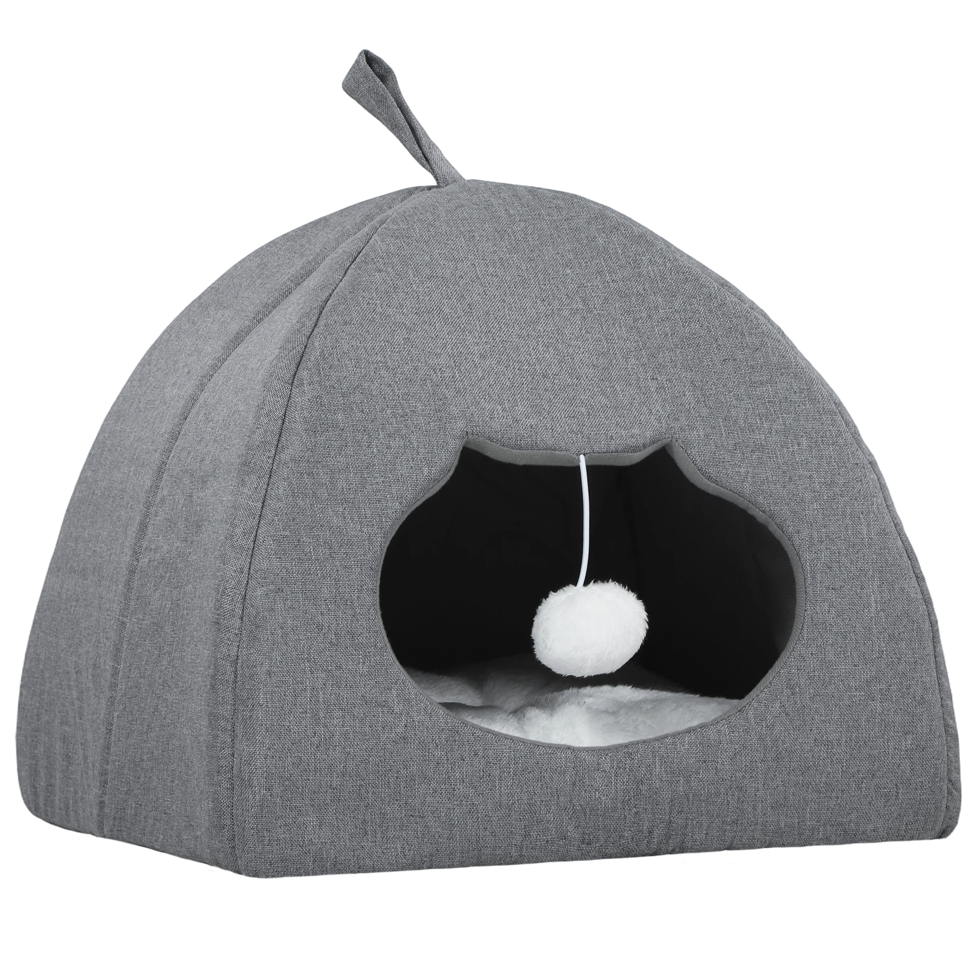 Lyria Grey PP Cotton Cat House Cave Bed - 42cm