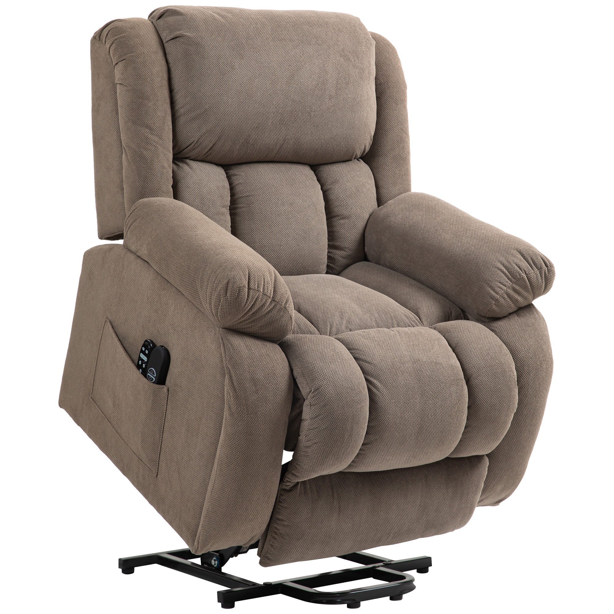 Dorford Velvet Recliner Armchair Massage and Heat - Light Brown