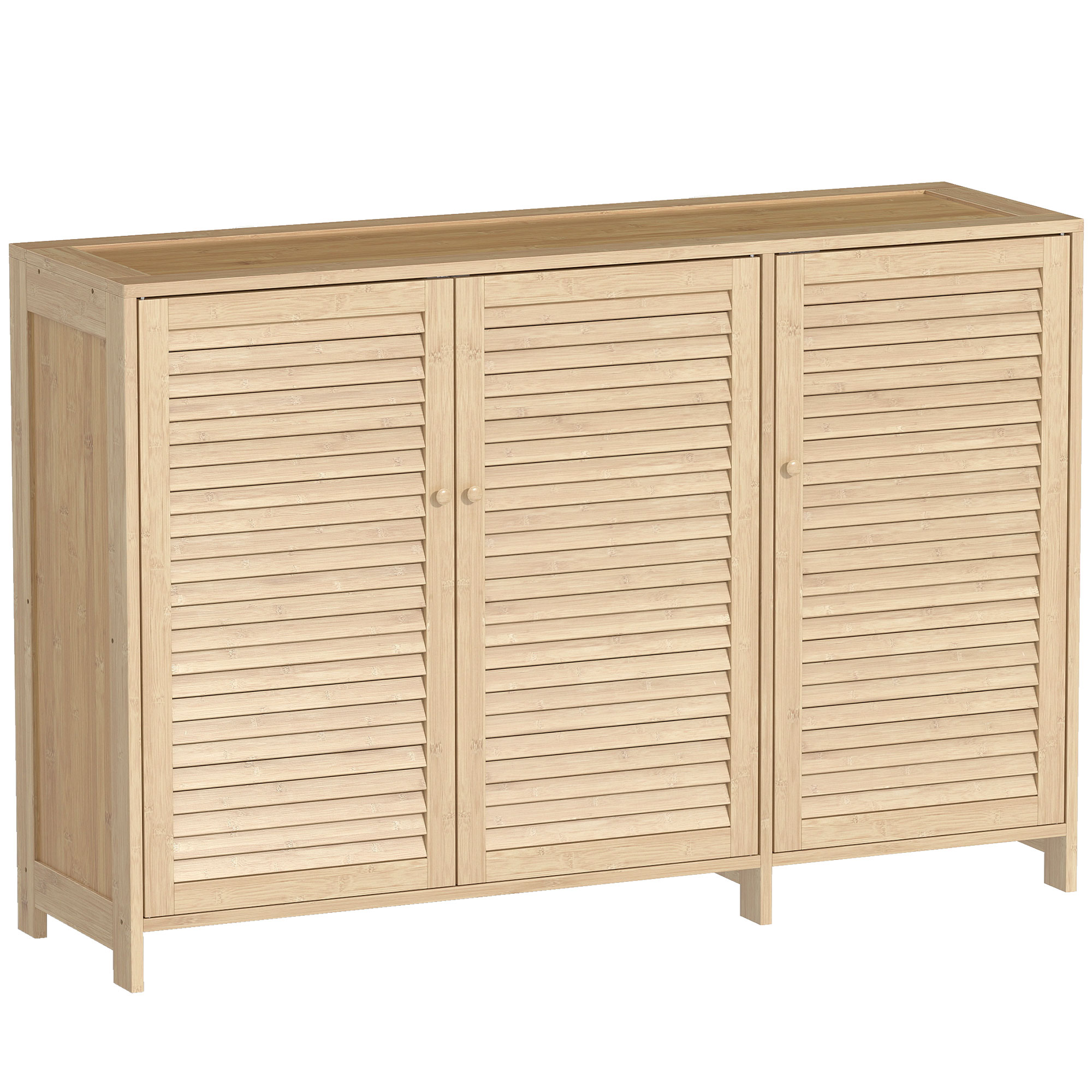 Ashmore Natural Bamboo Shoe Cabinet with Louvered Doors - Large-sized, Wide - 120cm