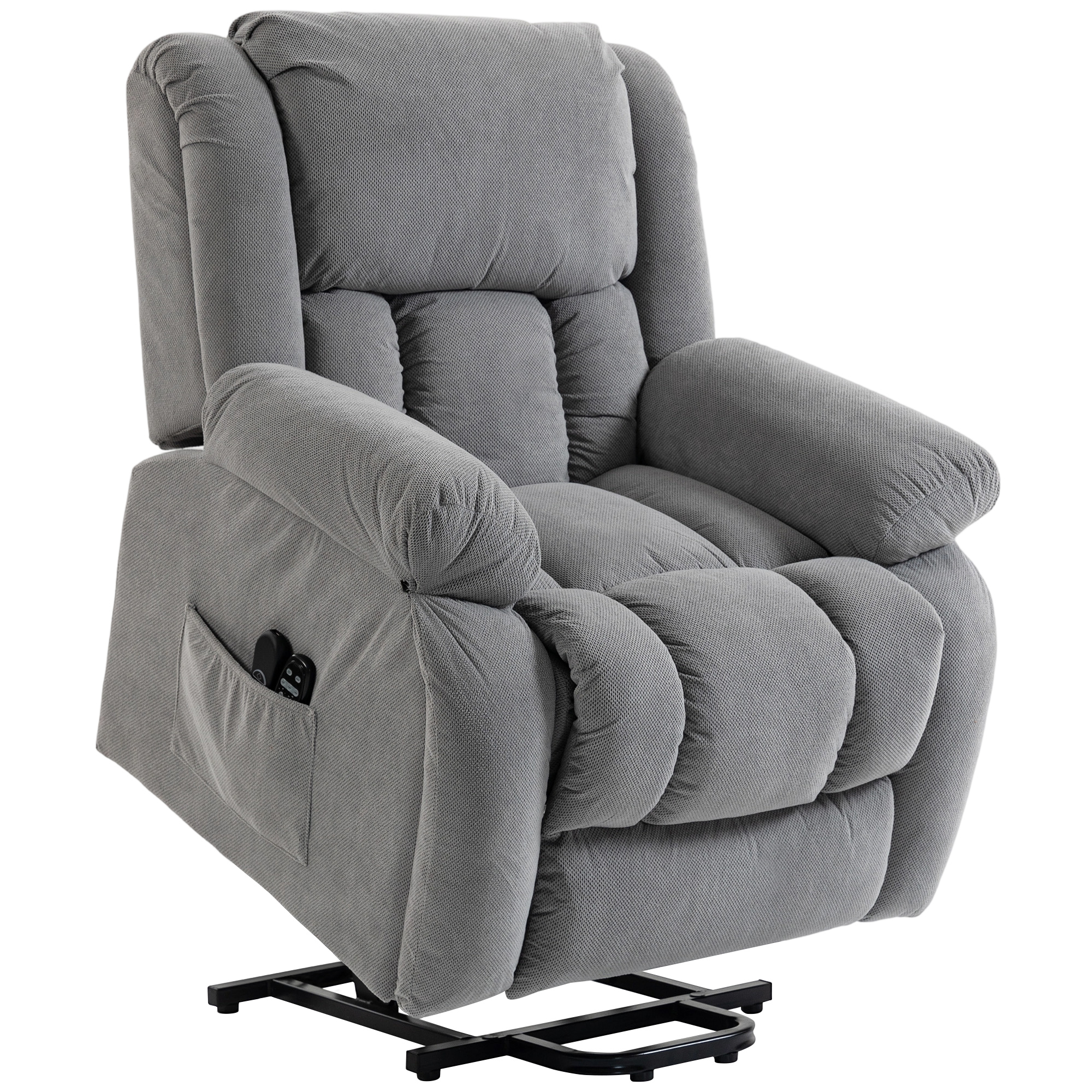 Dorford Velvet Recliner Armchair Massage and Heat - Light Grey