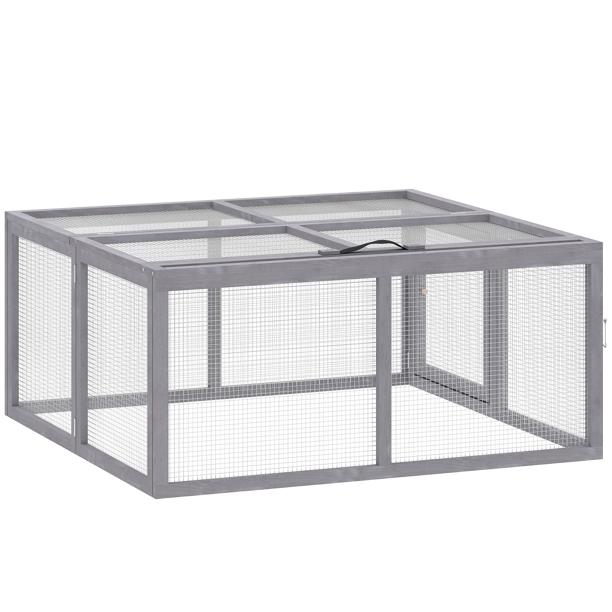 Asheth Grey Pine Wood Rabbit Hutch - 105cm