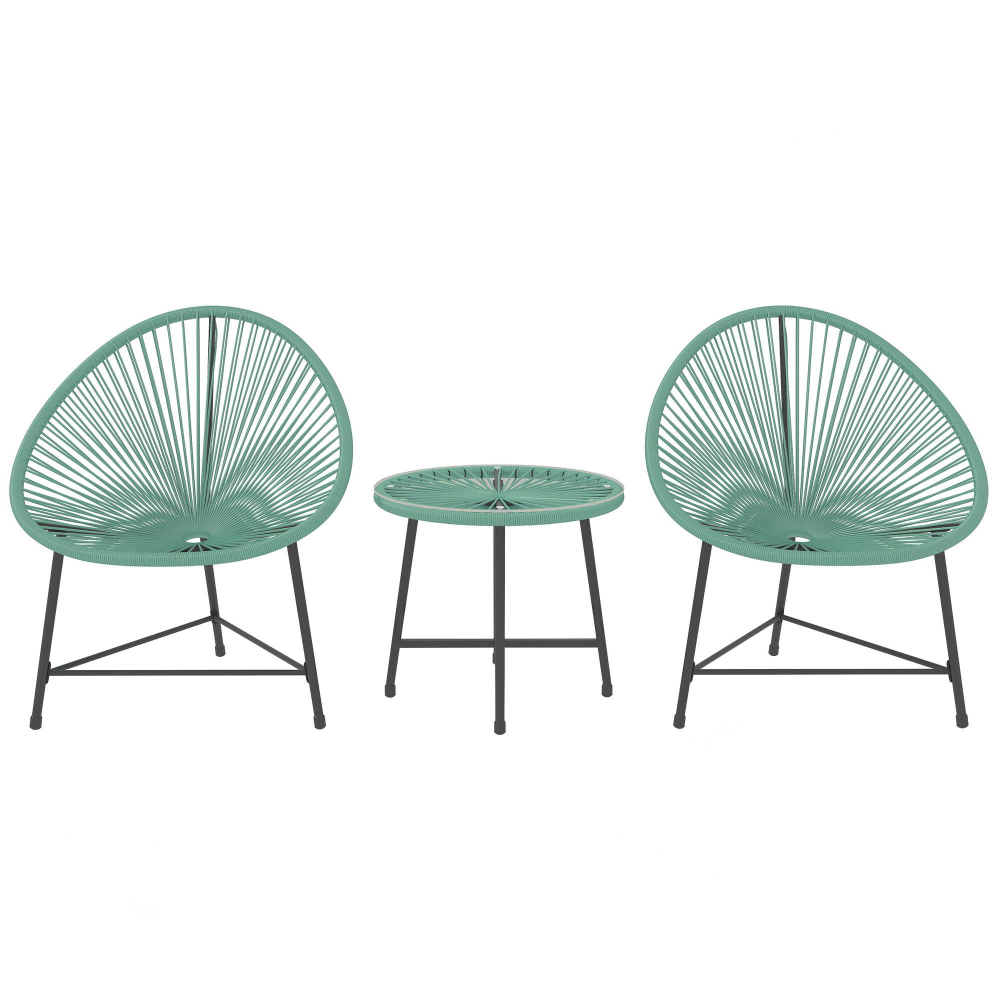 Marmont Green PE Rattan 3 Pieces Garden Furniture Set - 72cm