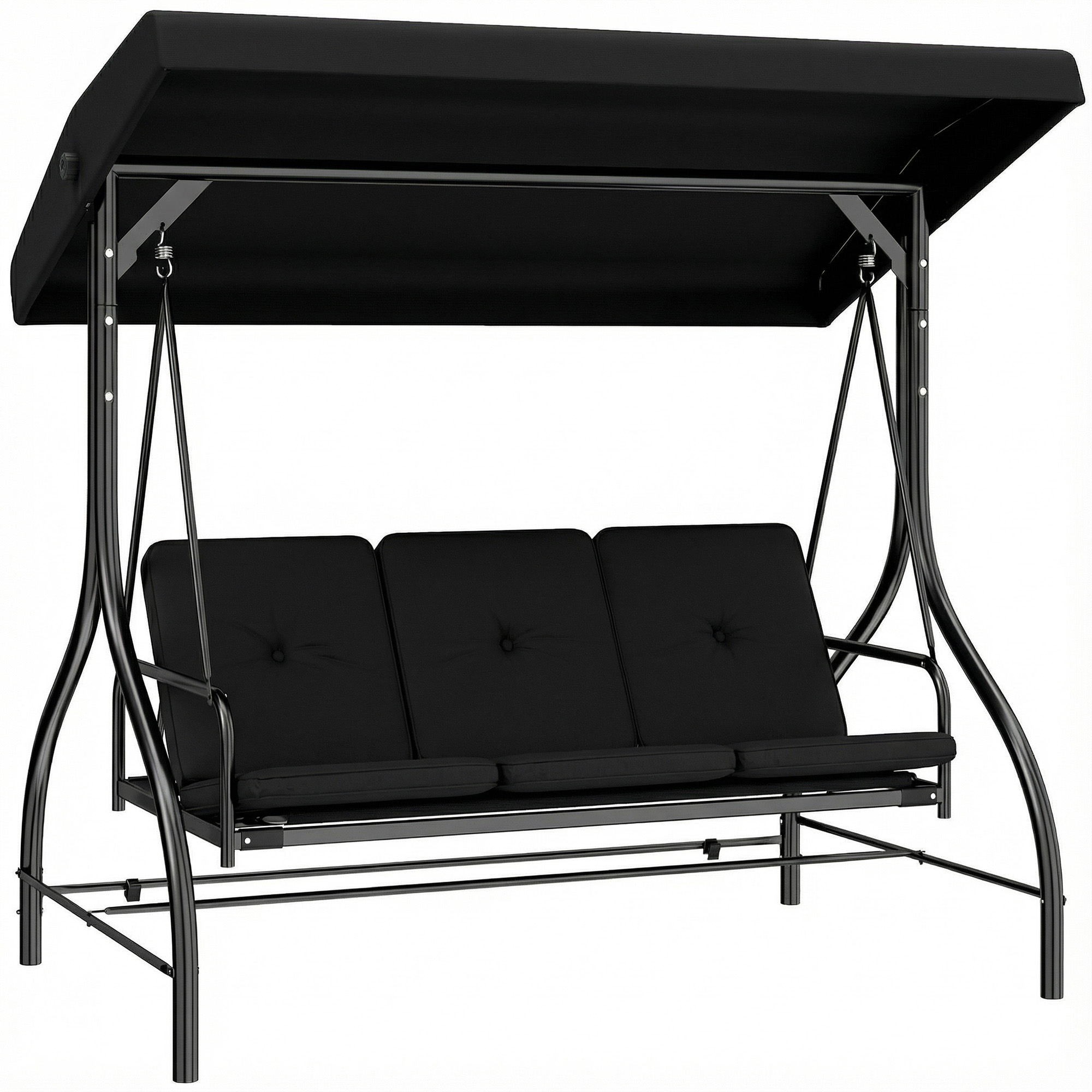 Marshaw Black Metal 3 Seat Canopy Swing Chair - 195cm