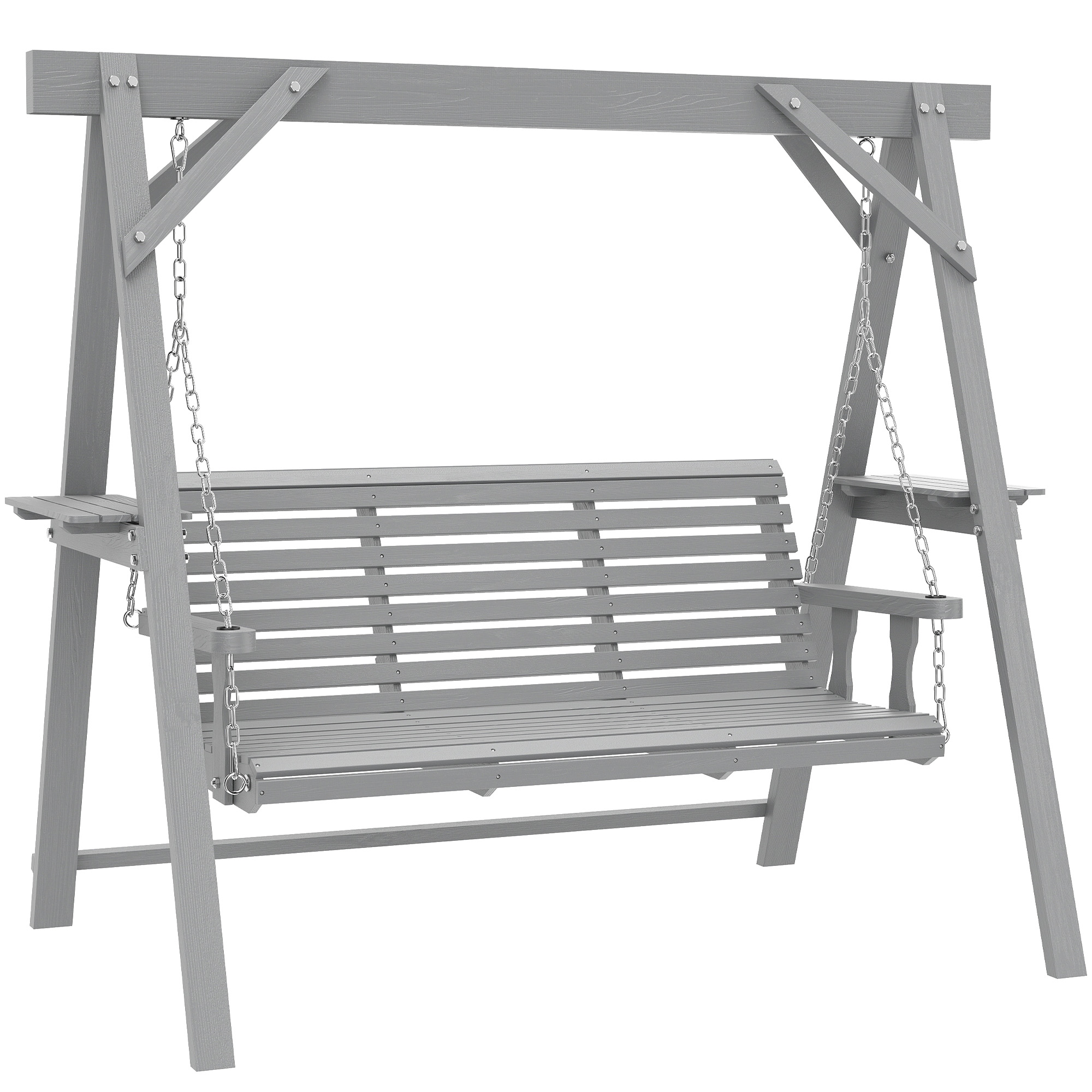 Primore Dark Grey Fir Wood 3 Seat Swing Chair - 217cm