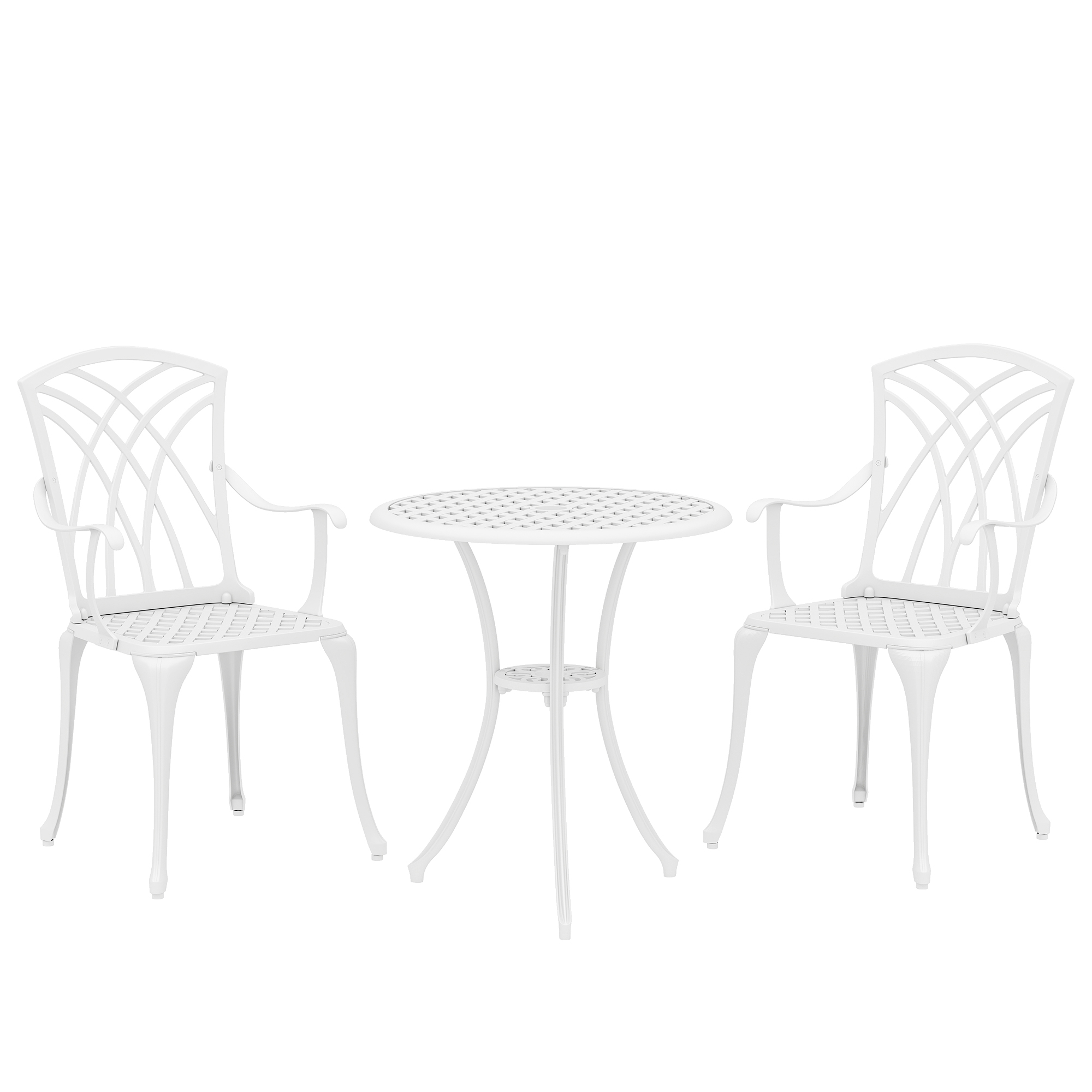 Luxwood White Aluminium Table and Chair Set - 61cm