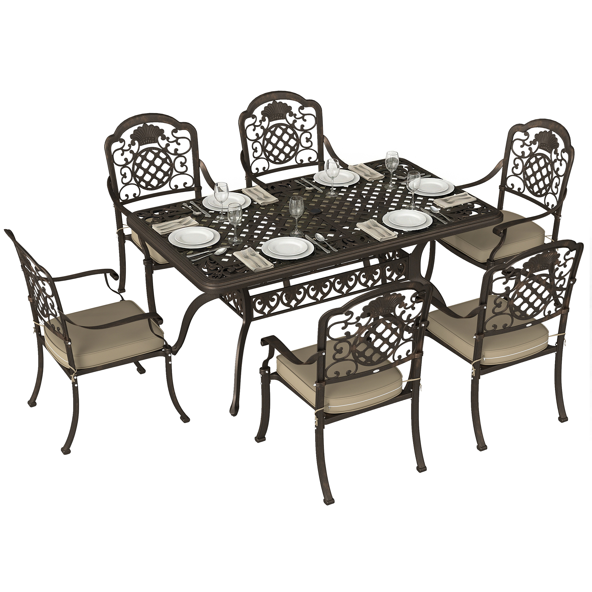 Ashena Khaki Aluminium Table and Chairs Set - 90cm