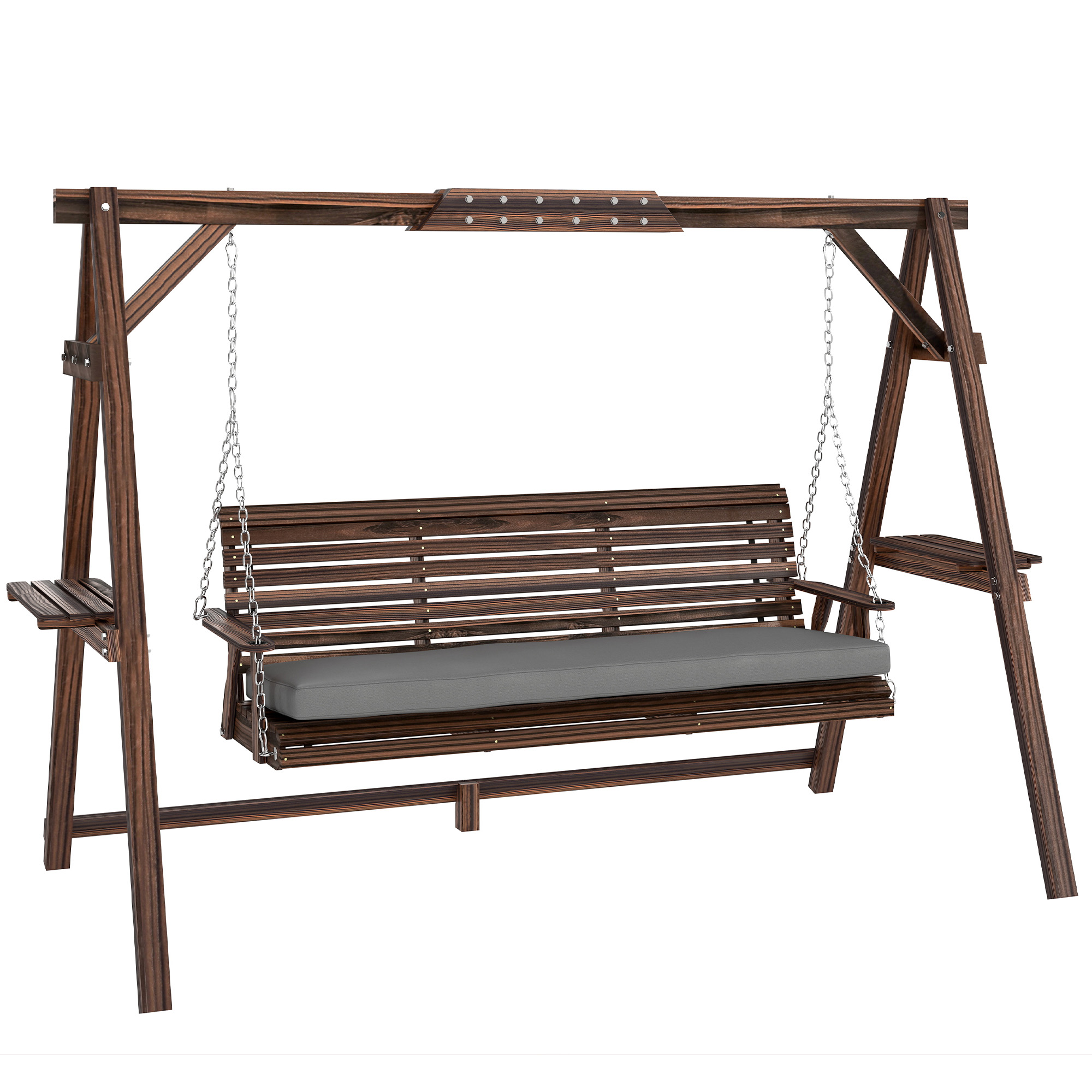 Norune Carbonised Fir Wood 3 Seat Swing Chair - 243cm