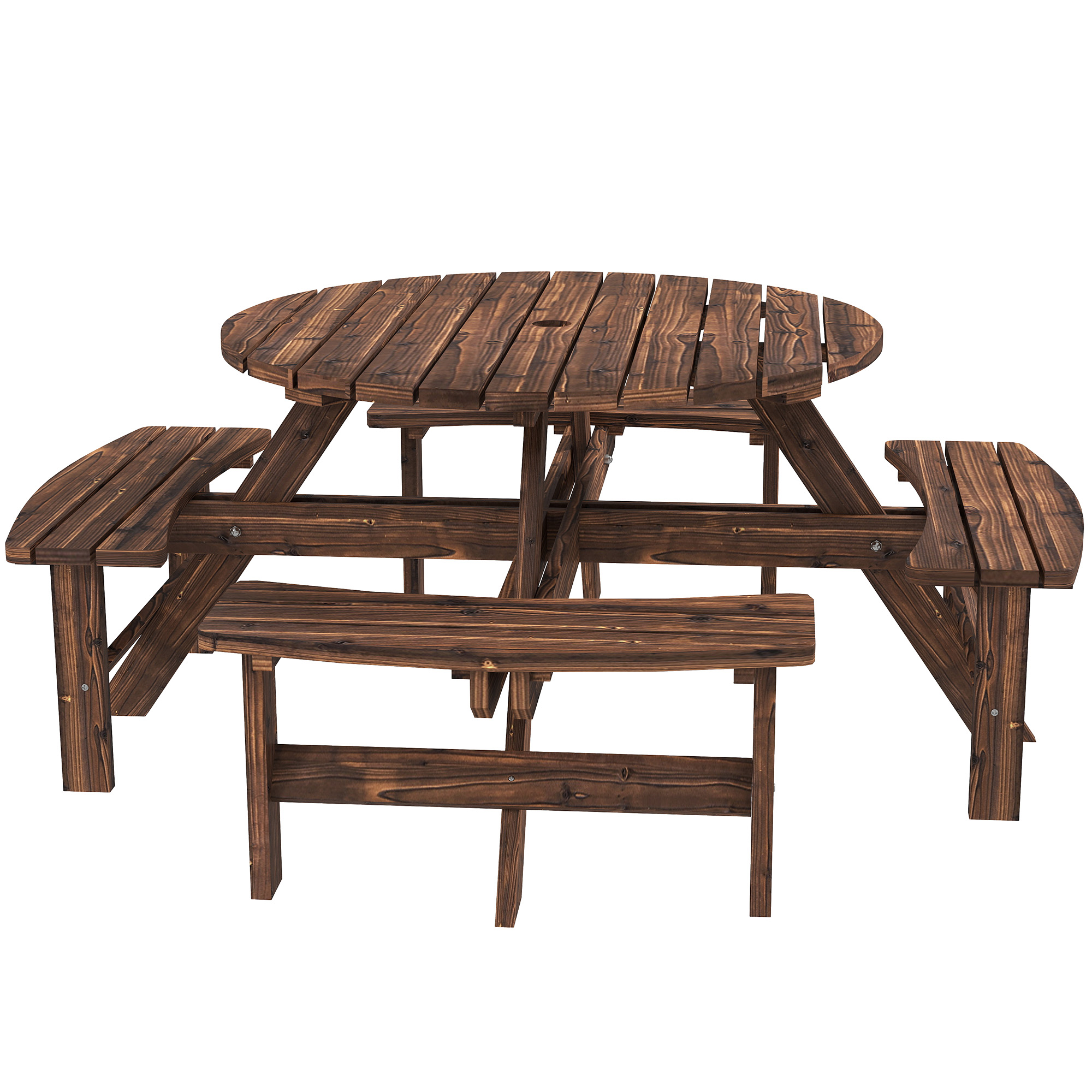 Luxloft Carbonised Fir Wood 8 Seater Dining Set - 178cm