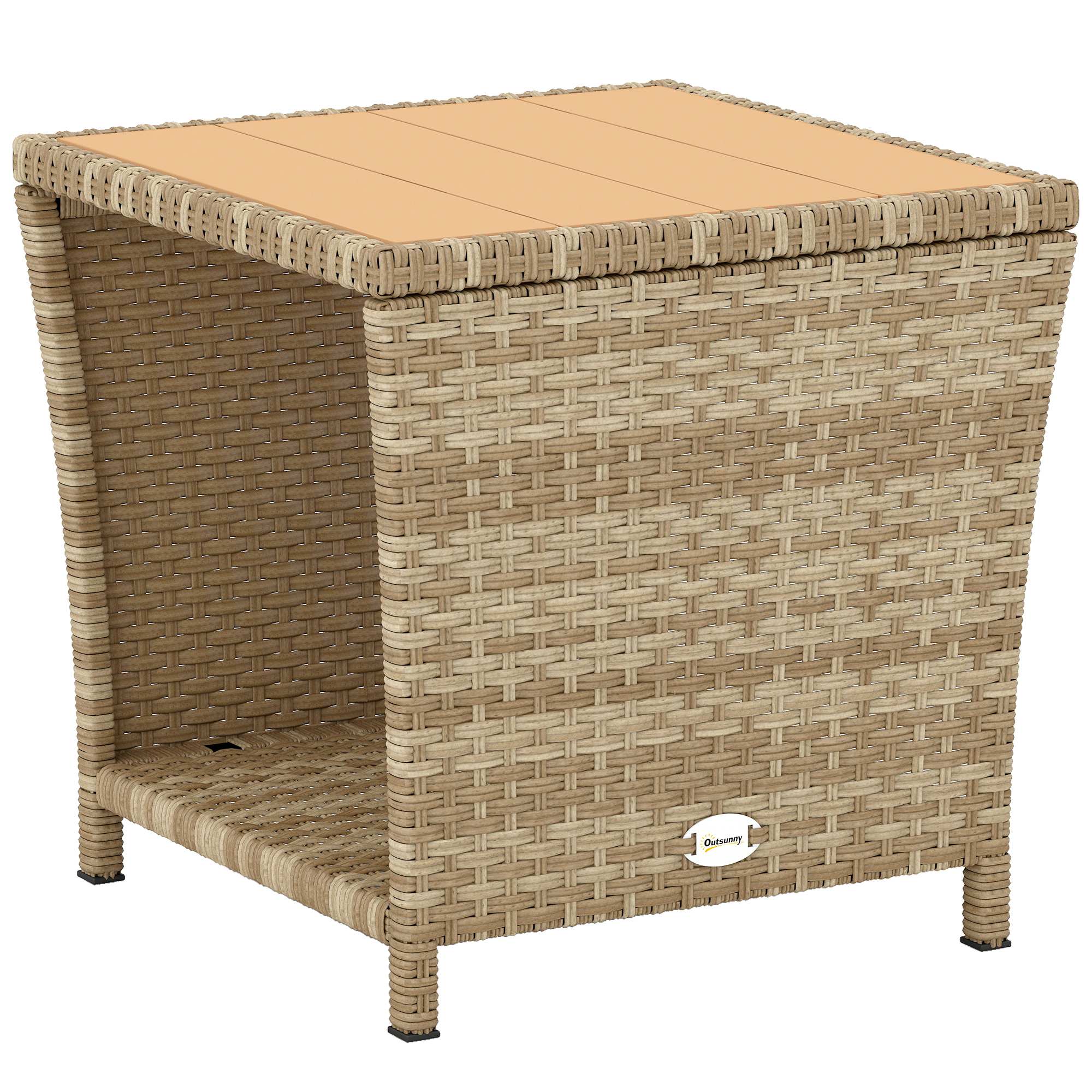 Glybury Natural Wood PE Rattan Garden Coffee Table - 45cm