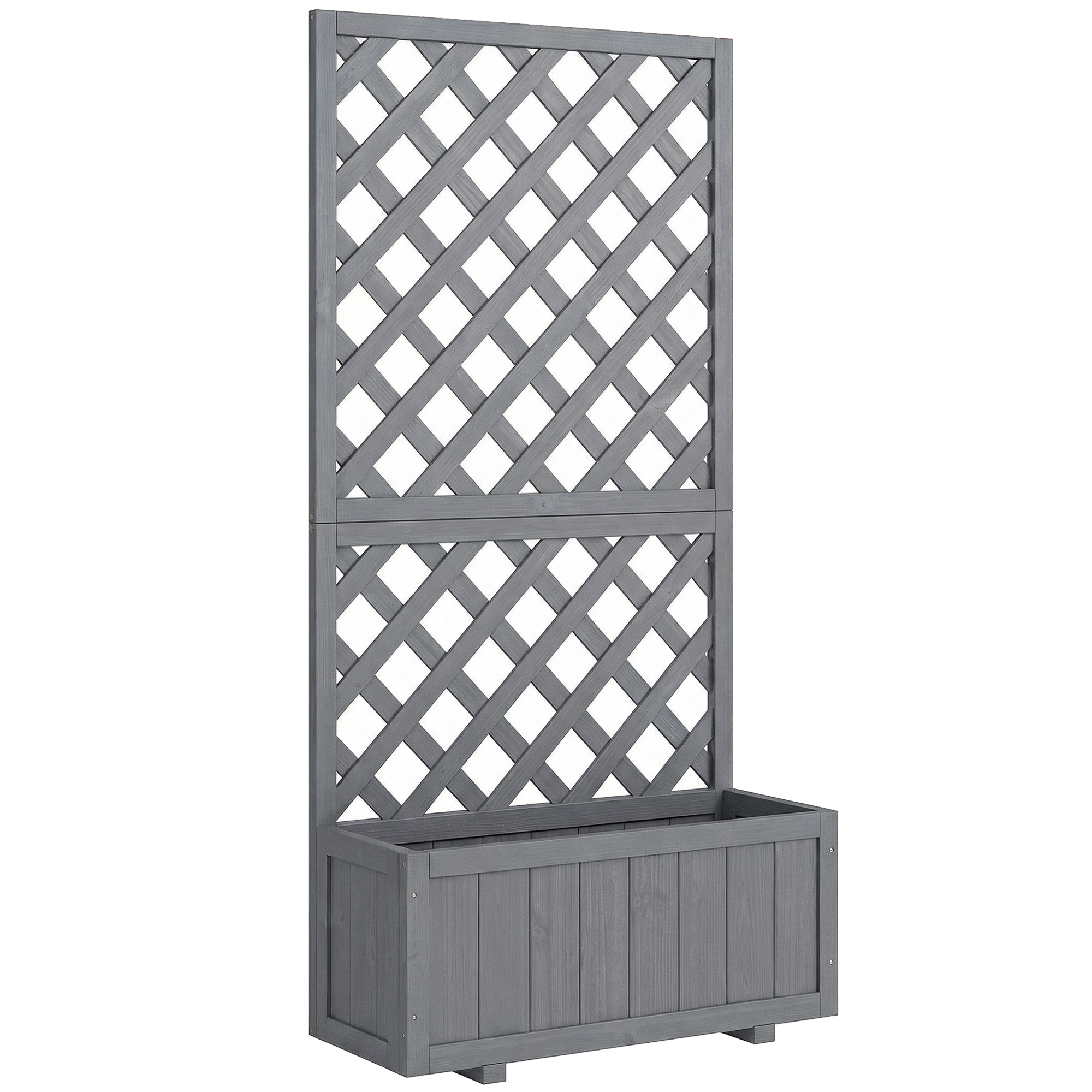Luxhall Grey Fir Wood Planter with Trellis - 31.5cm