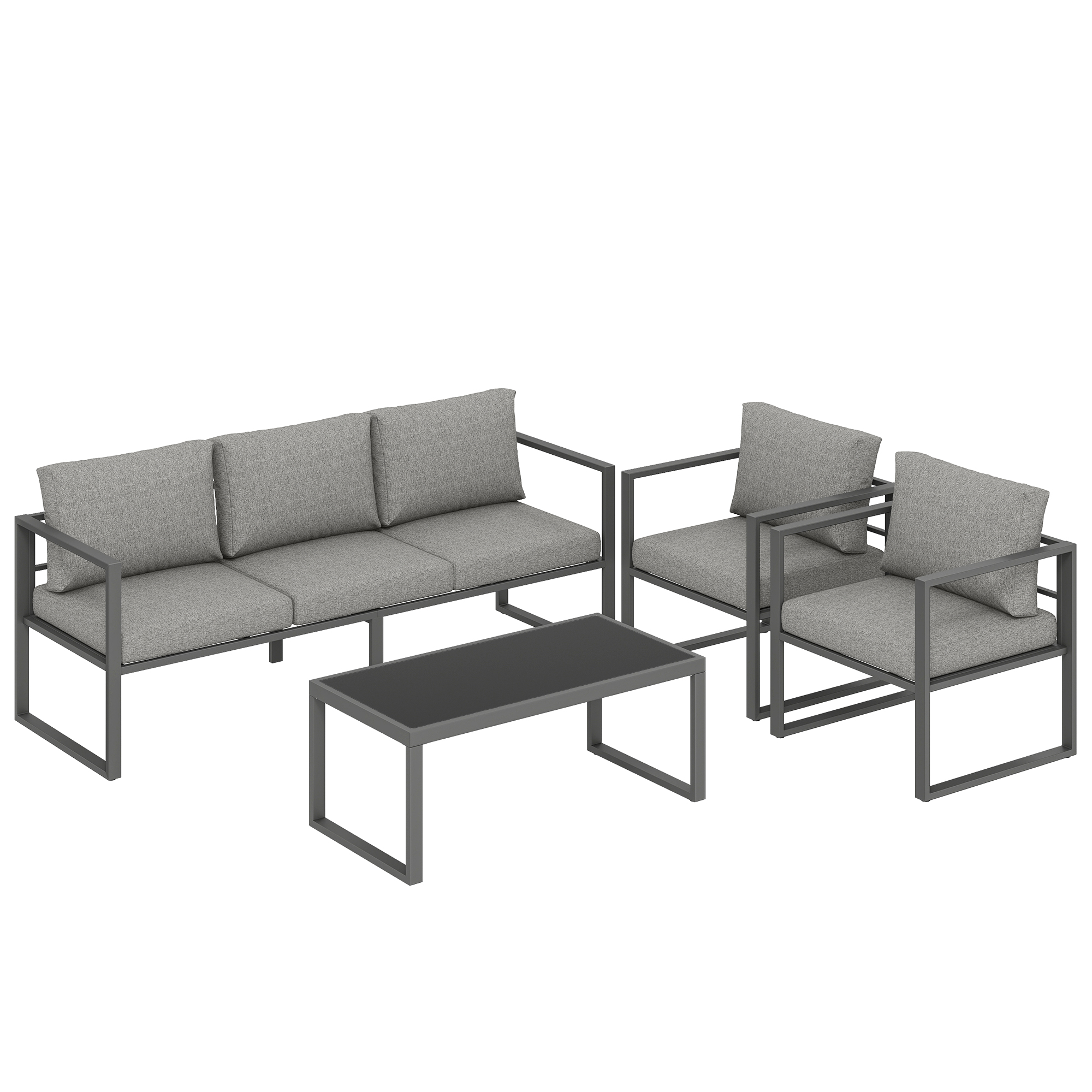 Evoen Dark Grey Fabric 4 Piece Corner Sofa Set - 302cm