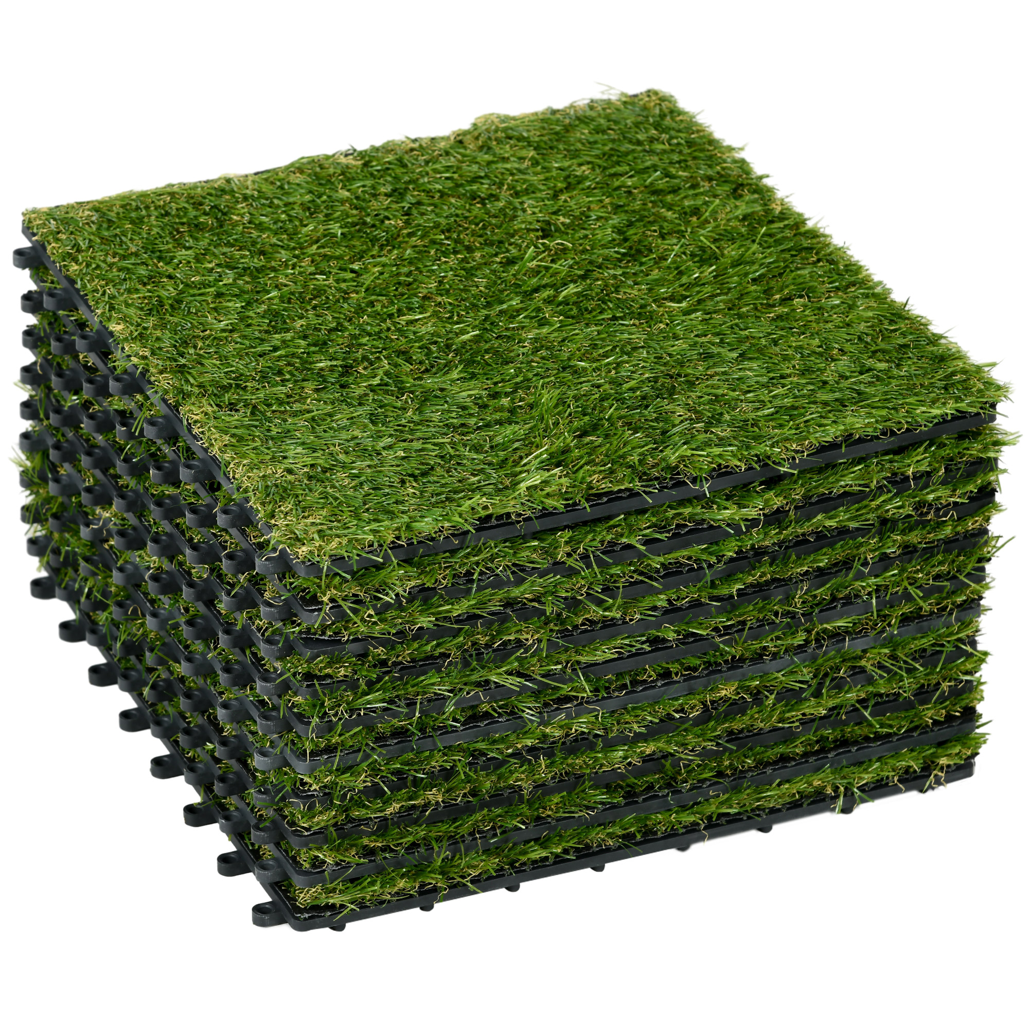 Valis Green PP Artificial 10 Piece Grass Tiles Set - 30cm