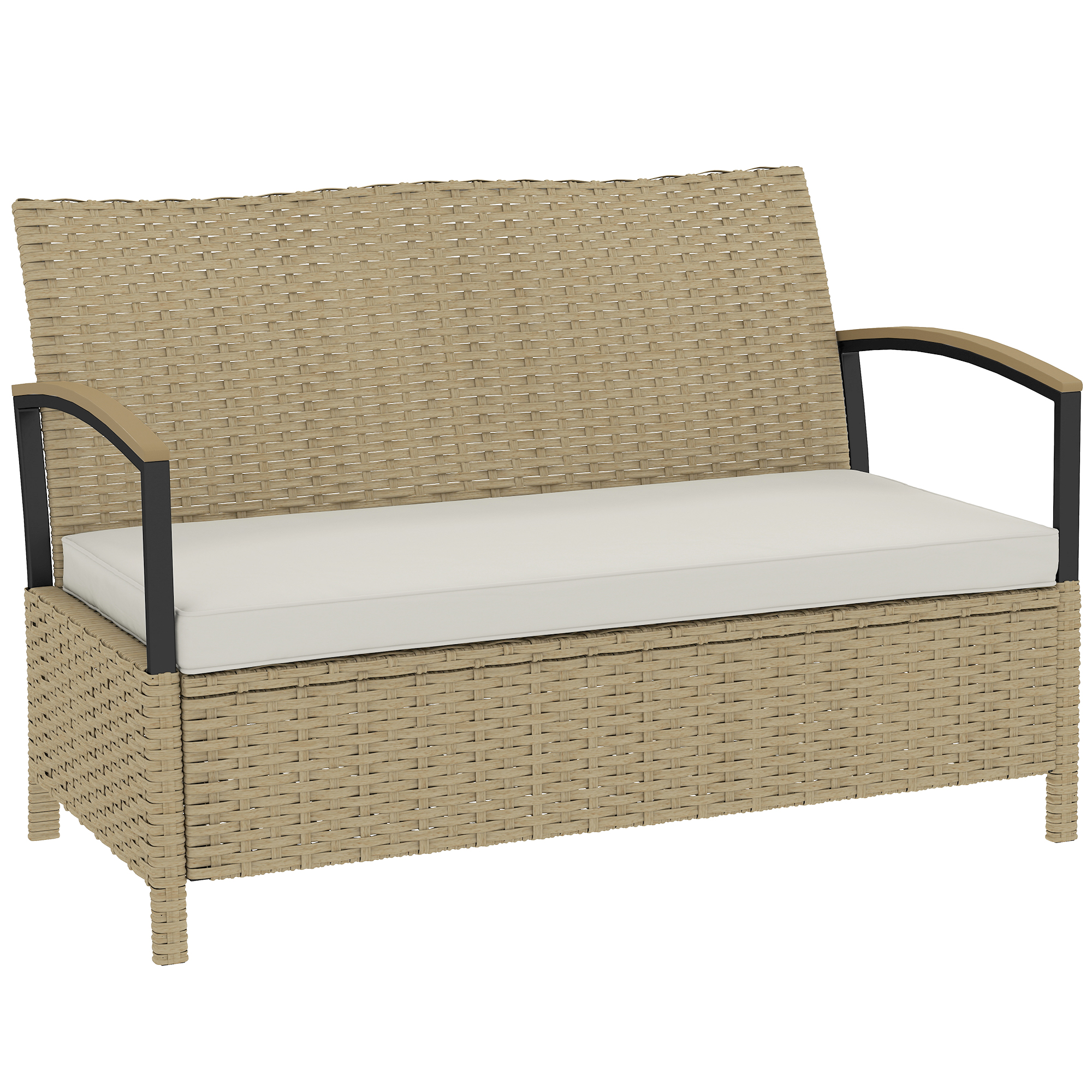 Camwood Khaki PE Rattan Storage Bench - 123cm