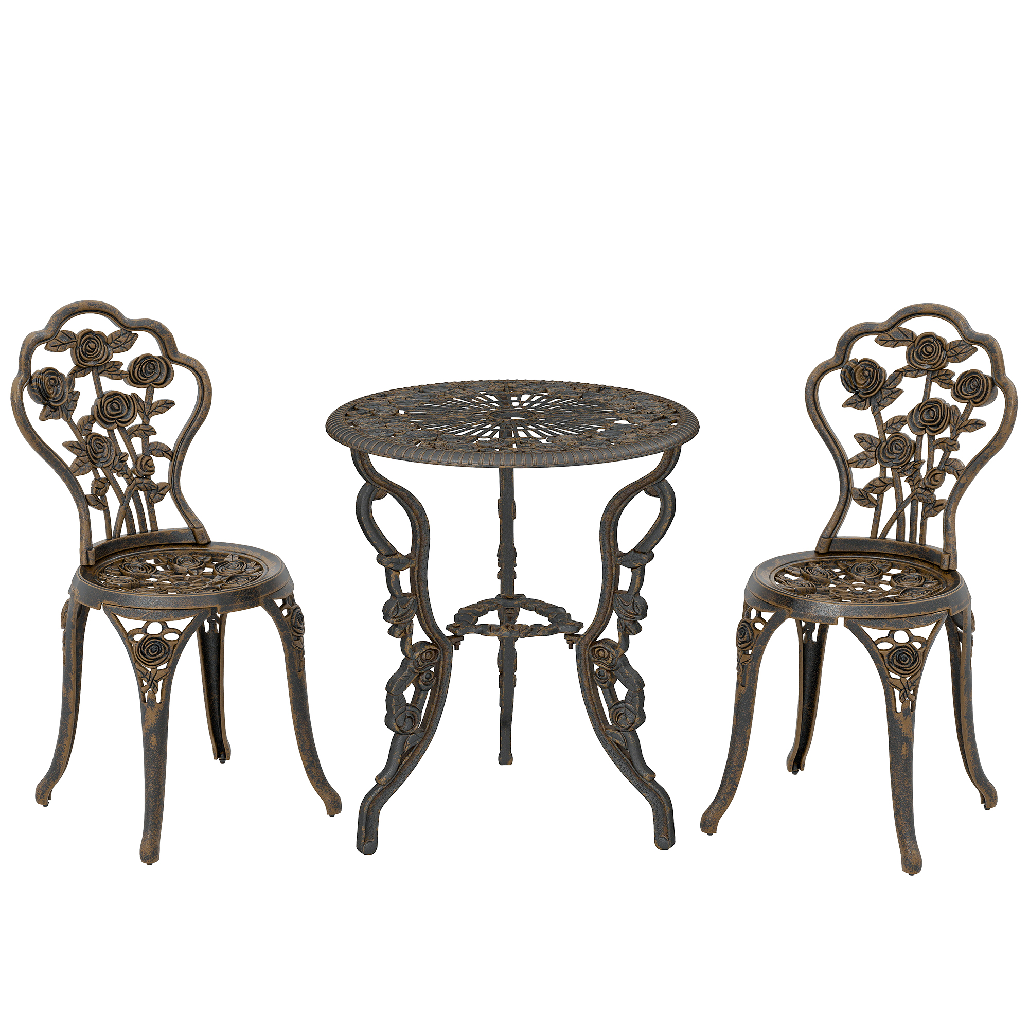 Ivehall Bronze Tone Aluminium Table and Chair Set - 40cm