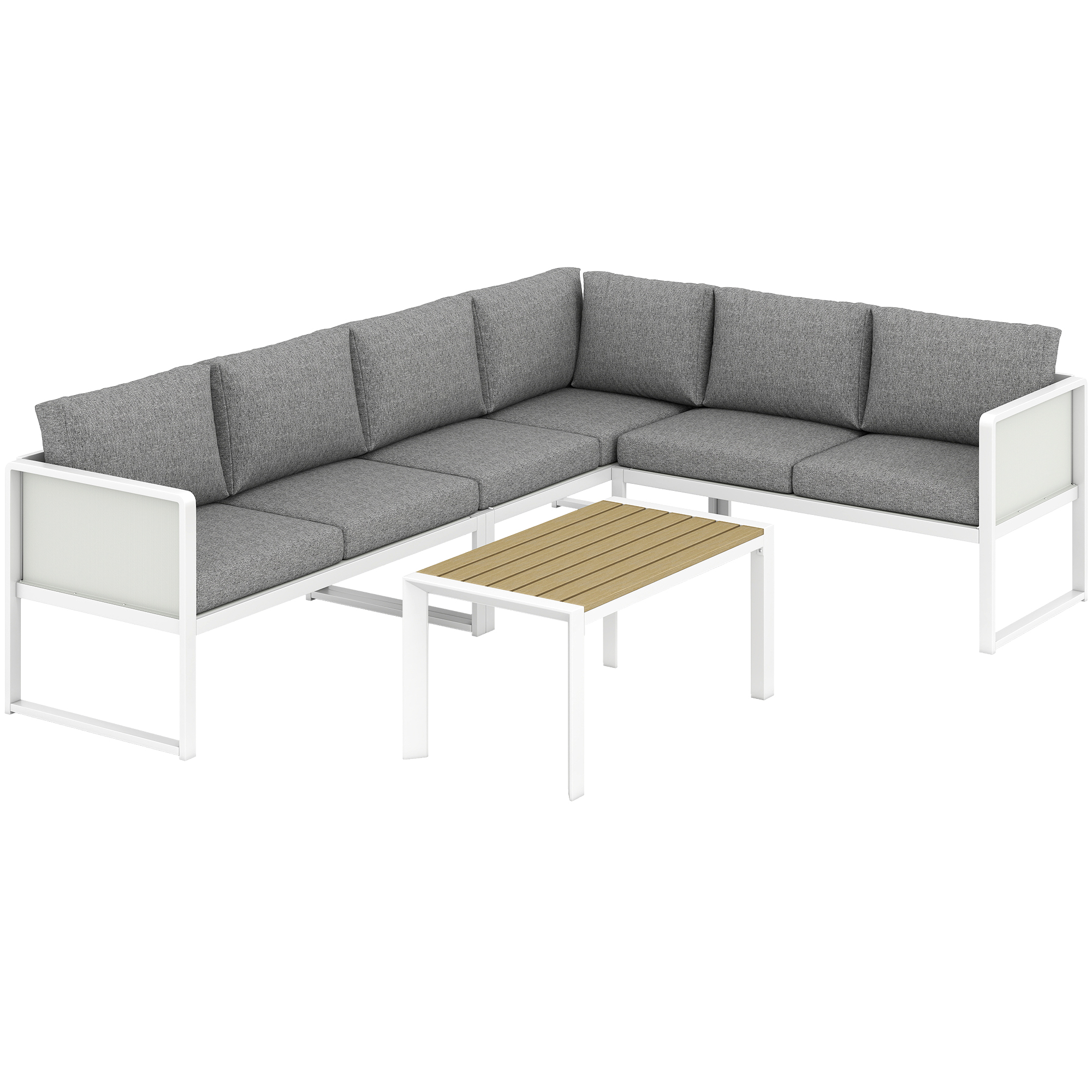 Harwick Metal 6 Seater Corner Sofa Set - White