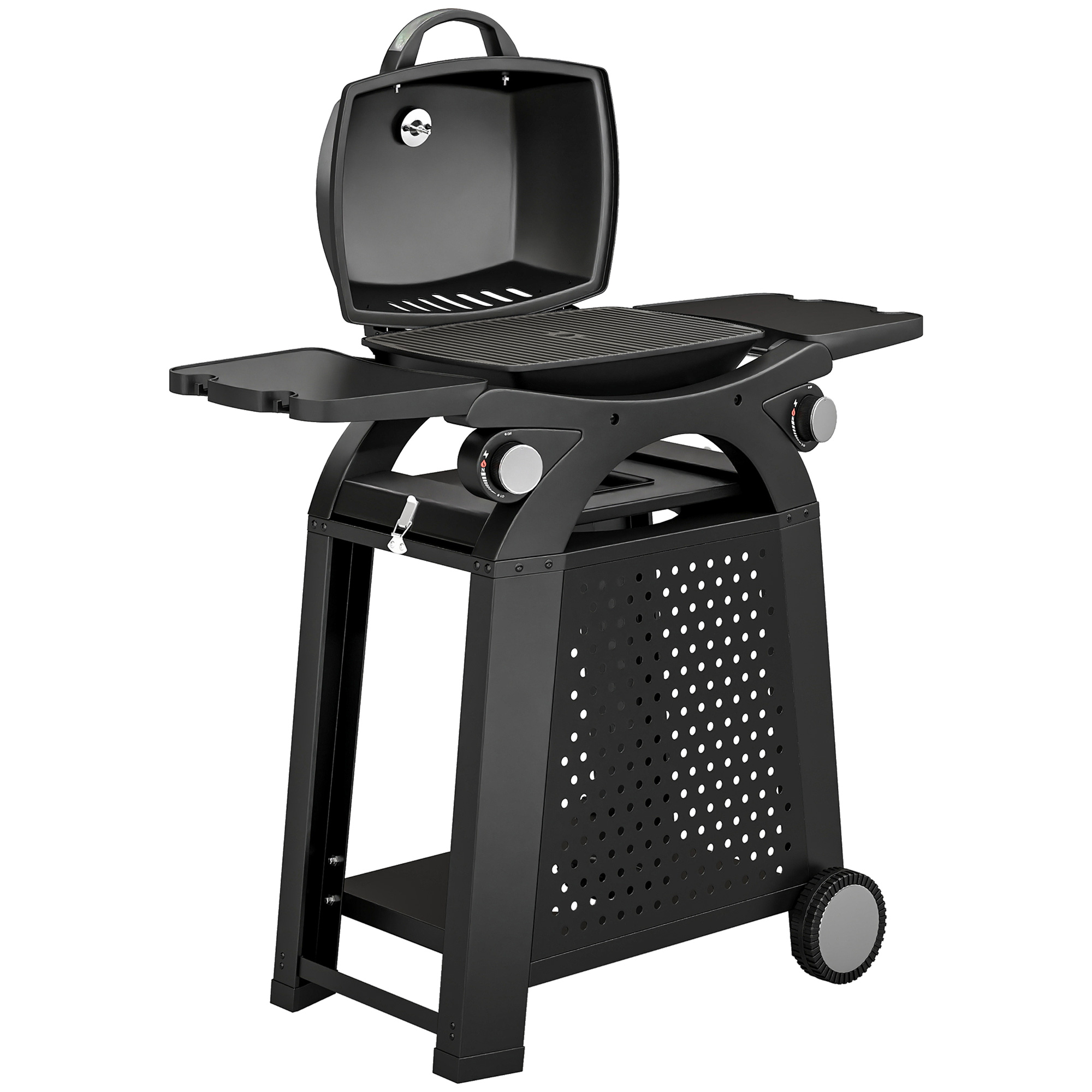 Wexion Black Stainless Steel Barbecue Grill with Cast Iron Grates - 102cm
