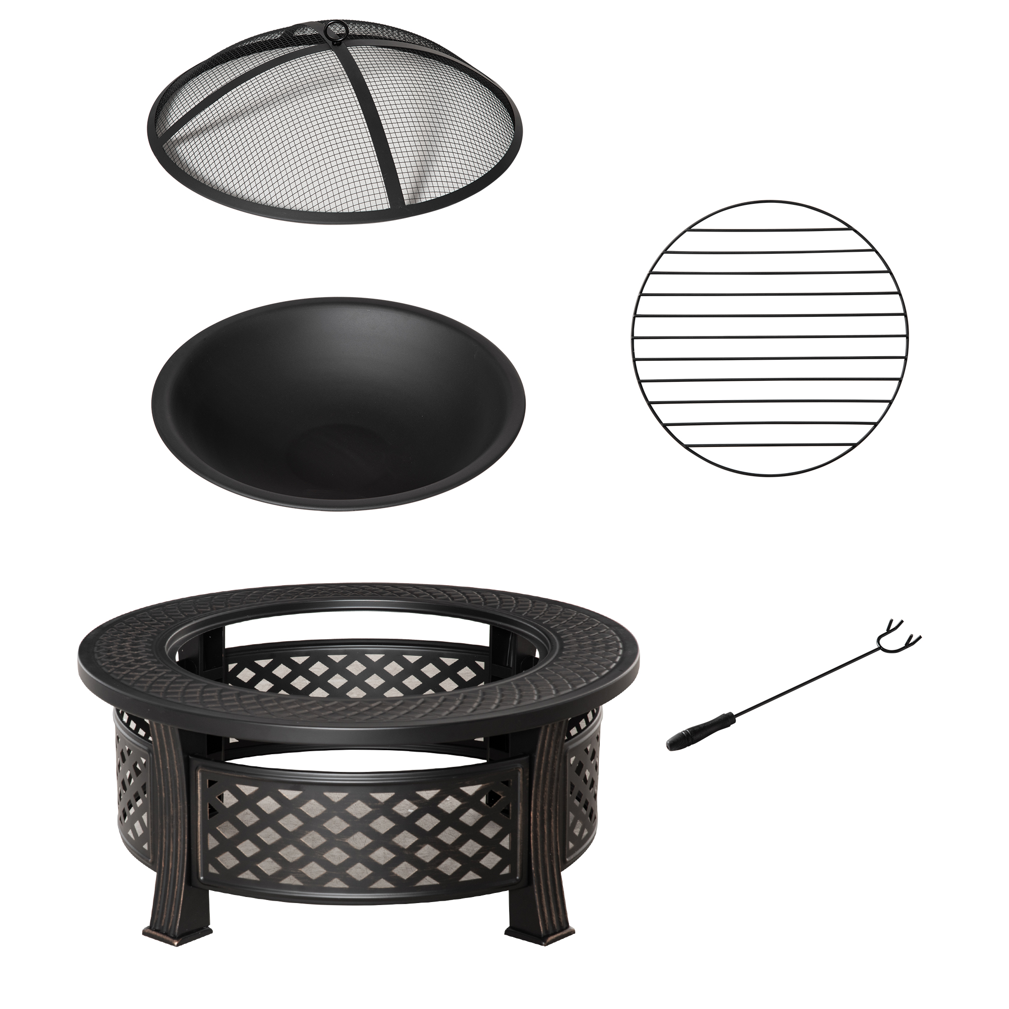 Aurion Bronze Tone Steel Fire Pit - 81cm