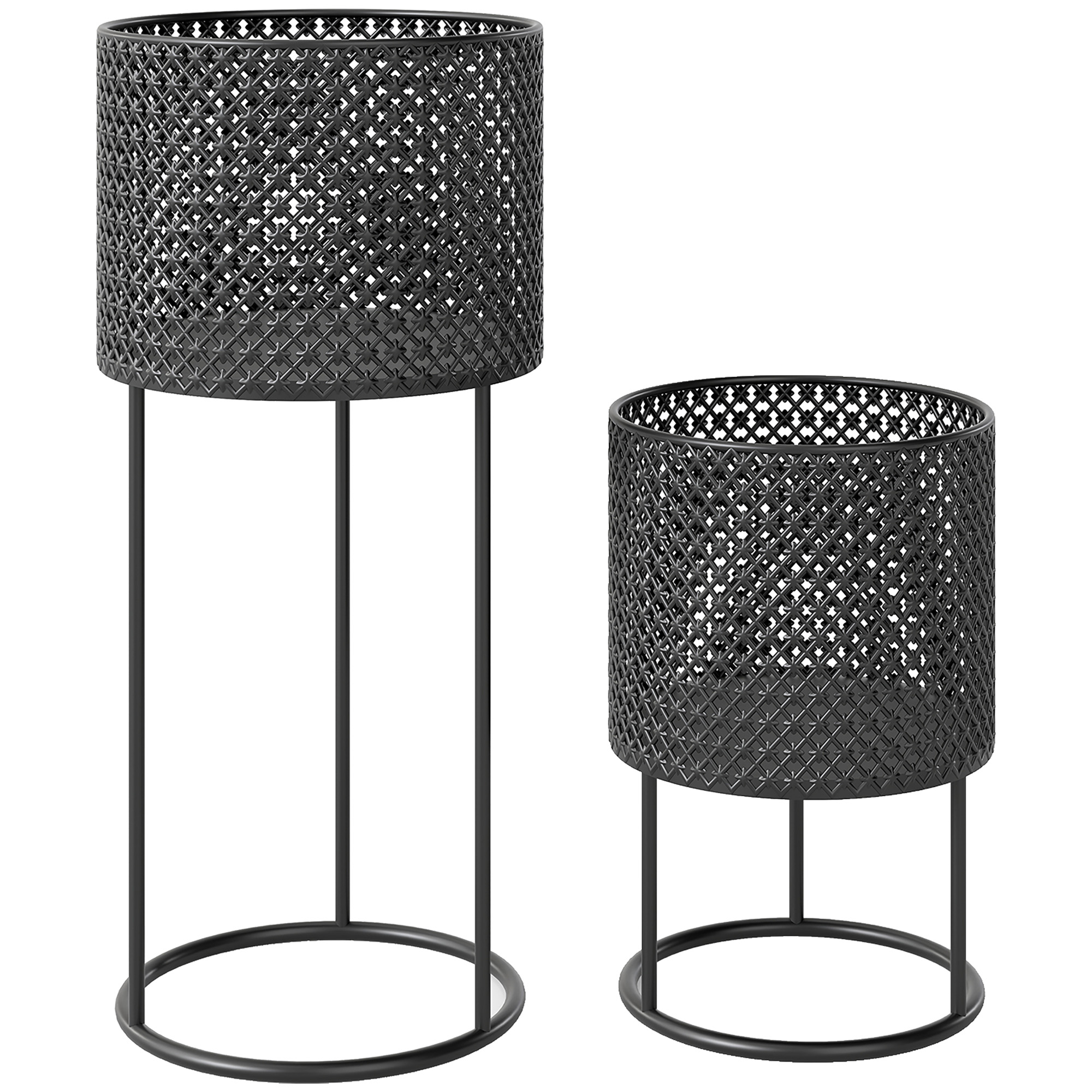 Seris Black Metal Planter Set of 2 - 23cm