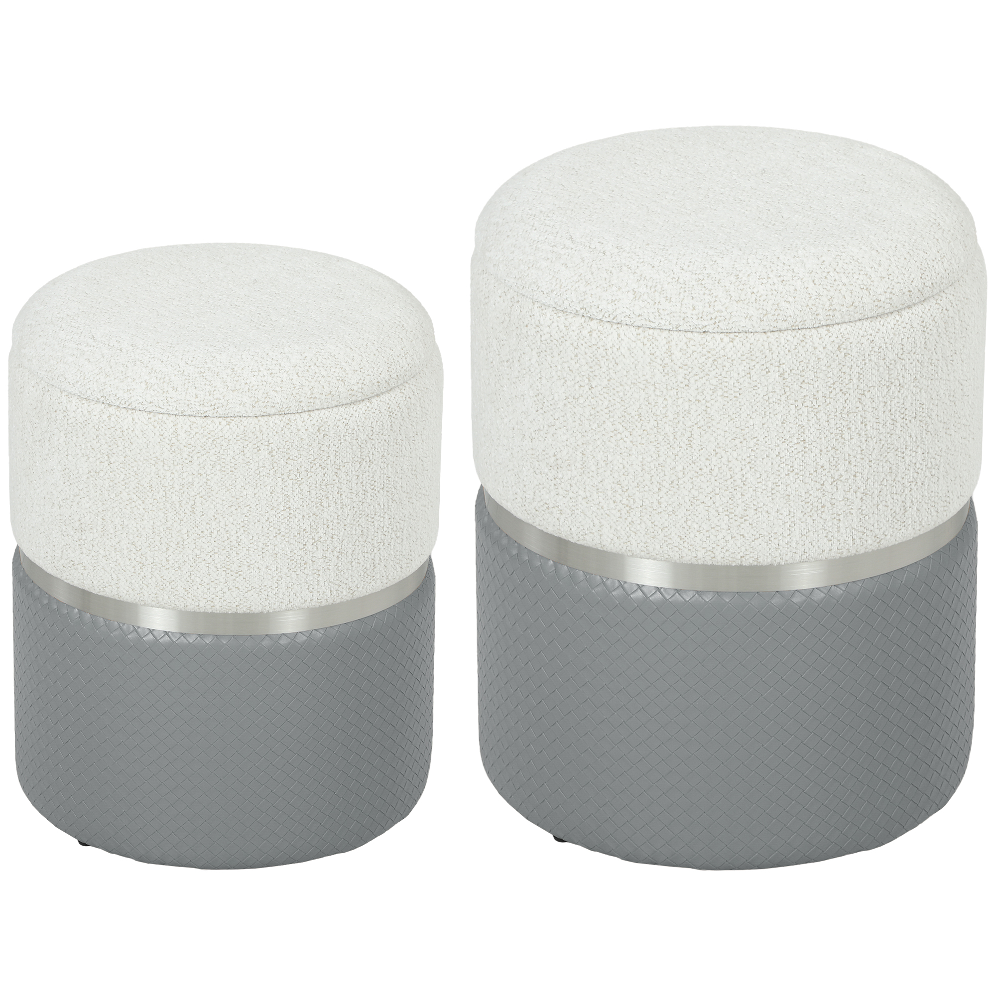 Ashwold Grey Multilayer Board Ottoman with Storage Set of 2 - 36cm