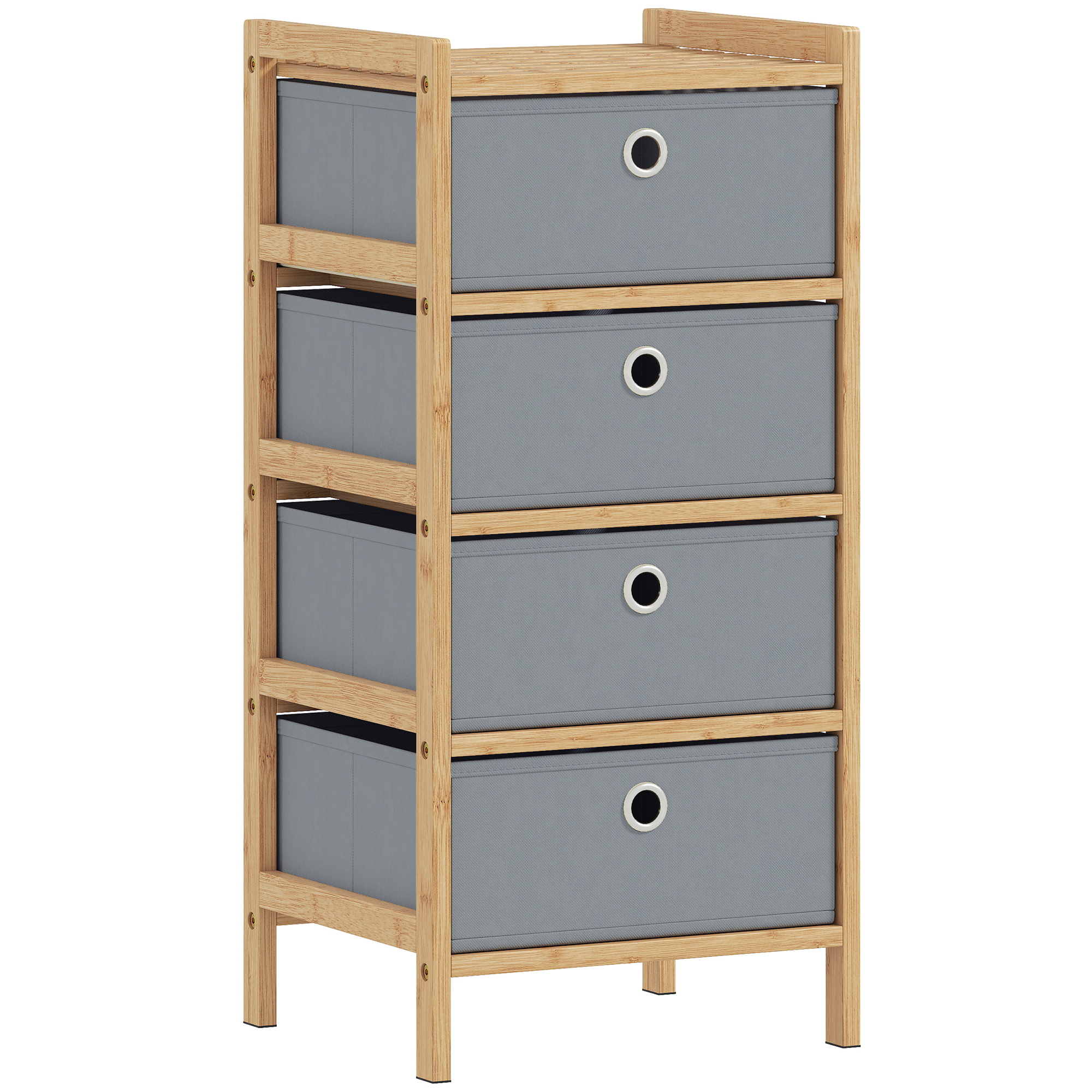 Elmmoor Light Grey Fabric Chest of Drawers - Small-sized, 5 Drawers