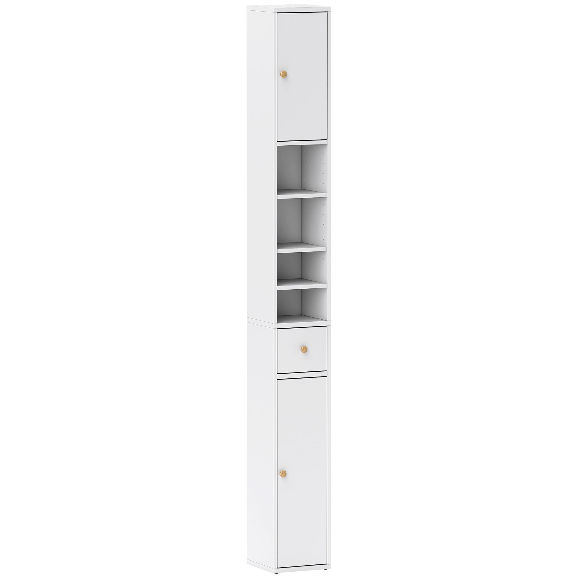 ASHINGTON 178 cm Narrow Tall Freestanding Bathroom Storage Cabinet - White