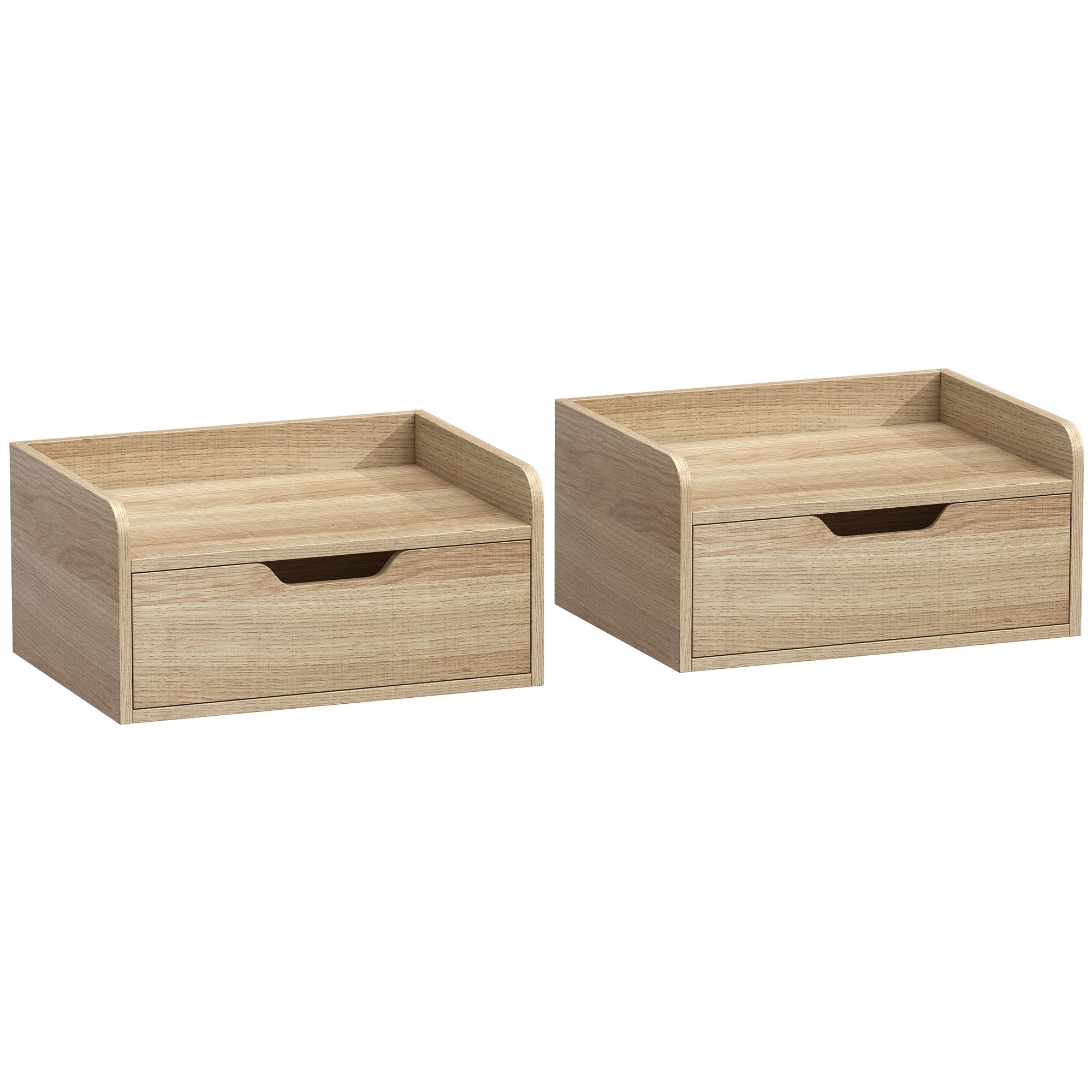 Yordene Natural Wood Bedside Table Set of 2 - 40cm